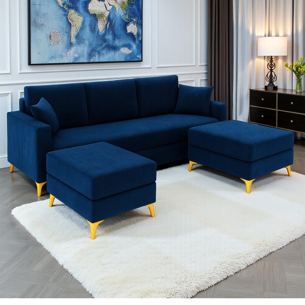 Family Sofa Set with 2 Ottomans - rear_view