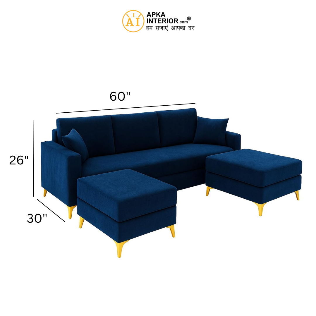 Family Sofa Set with 2 Ottomans - front_view