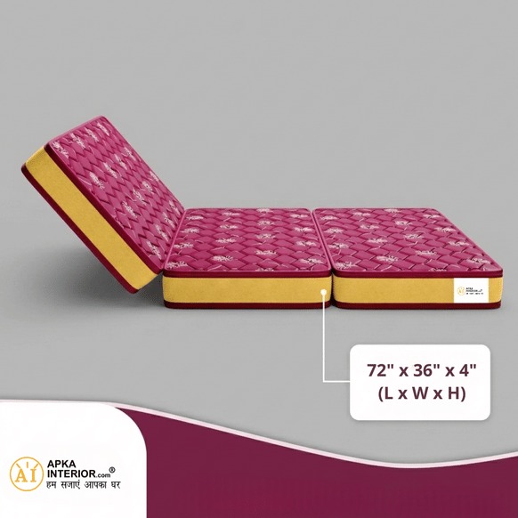 Single Size PU Foam 72 x 36 x 4 Inch Mattress (Maroon) - front_view