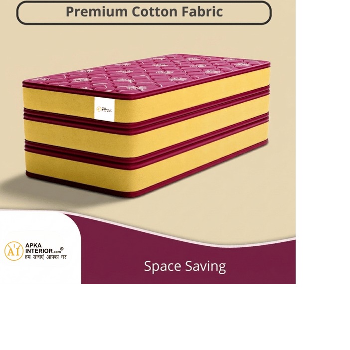 Single Size PU Foam 72 x 36 x 4 Inch Mattress (Maroon) - rear_view