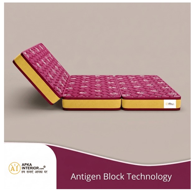 Single Size PU Foam 72 x 36 x 4 Inch Mattress (Maroon) - left_view