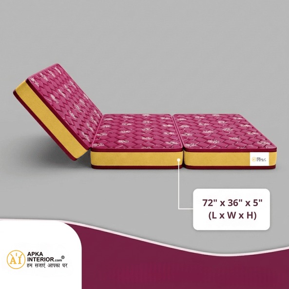 Single Size PU Foam 72 x 36 x 5 Inch Mattress - front_view