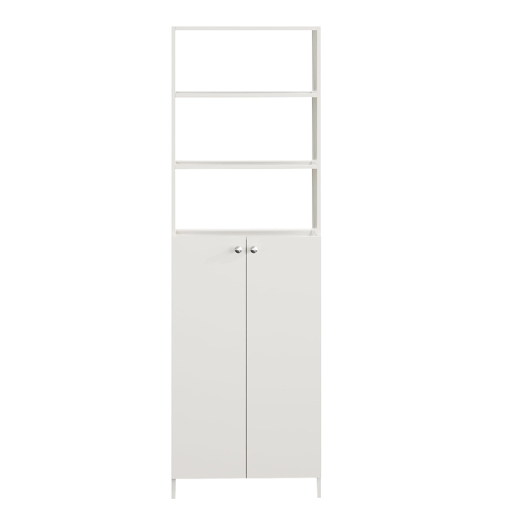 Aplent Engineered Wood Bookshelf with Doors (White) - right_view