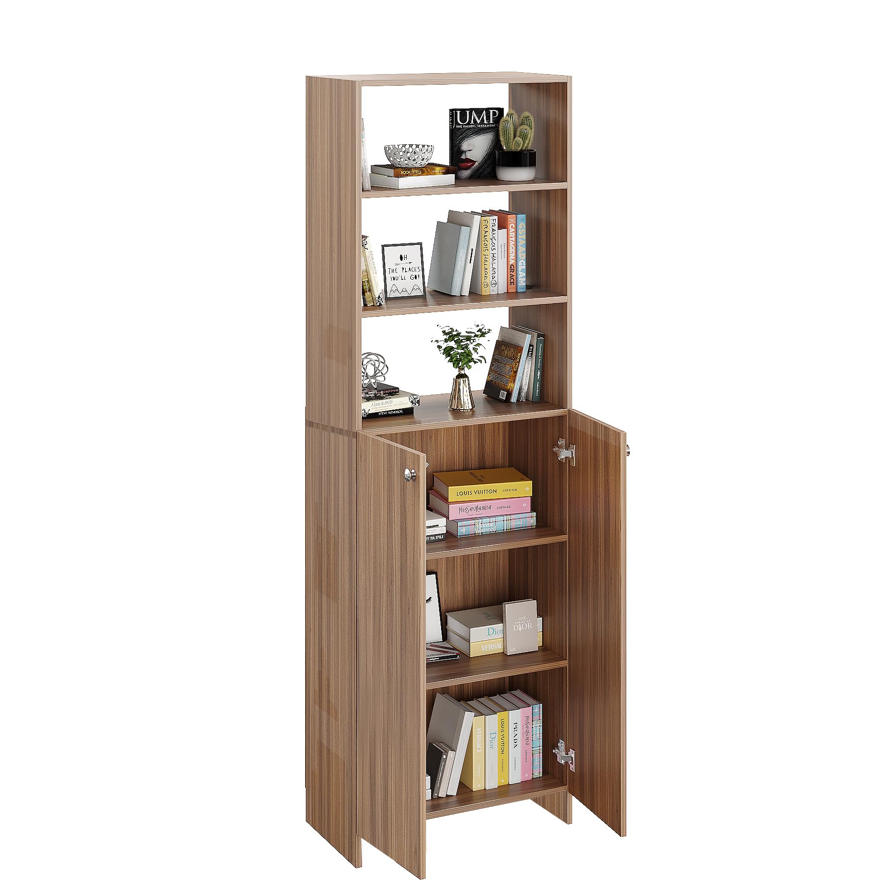 Aplent Engineered Wood Bookshelf with Doors (Exotic Teak) - top_view