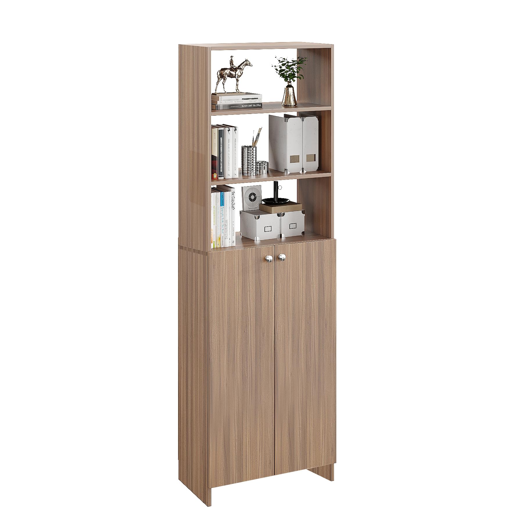 Aplent Engineered Wood Bookshelf with Doors (Exotic Teak) - left_view