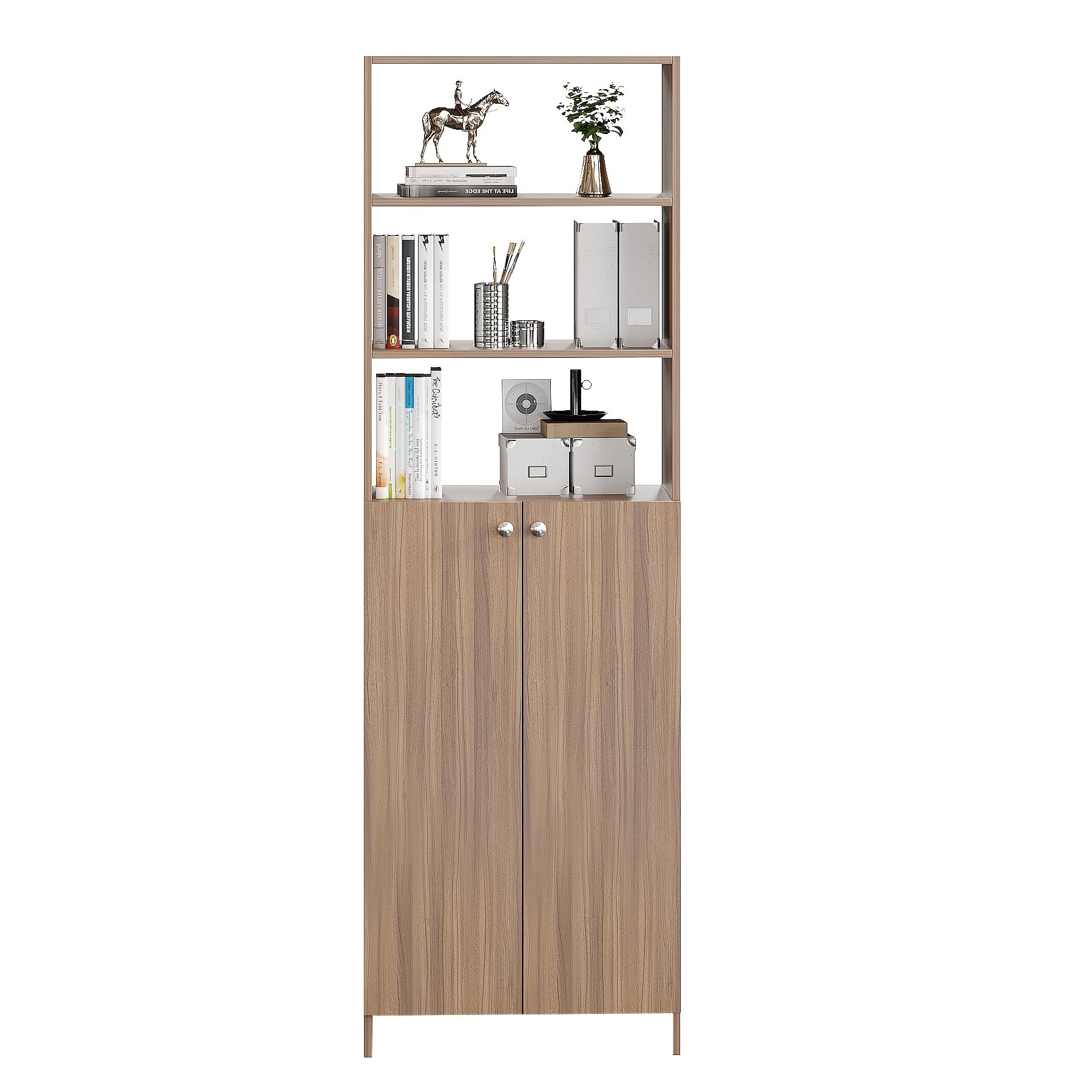 Aplent Engineered Wood Bookshelf with Doors (Exotic Teak) - right_view