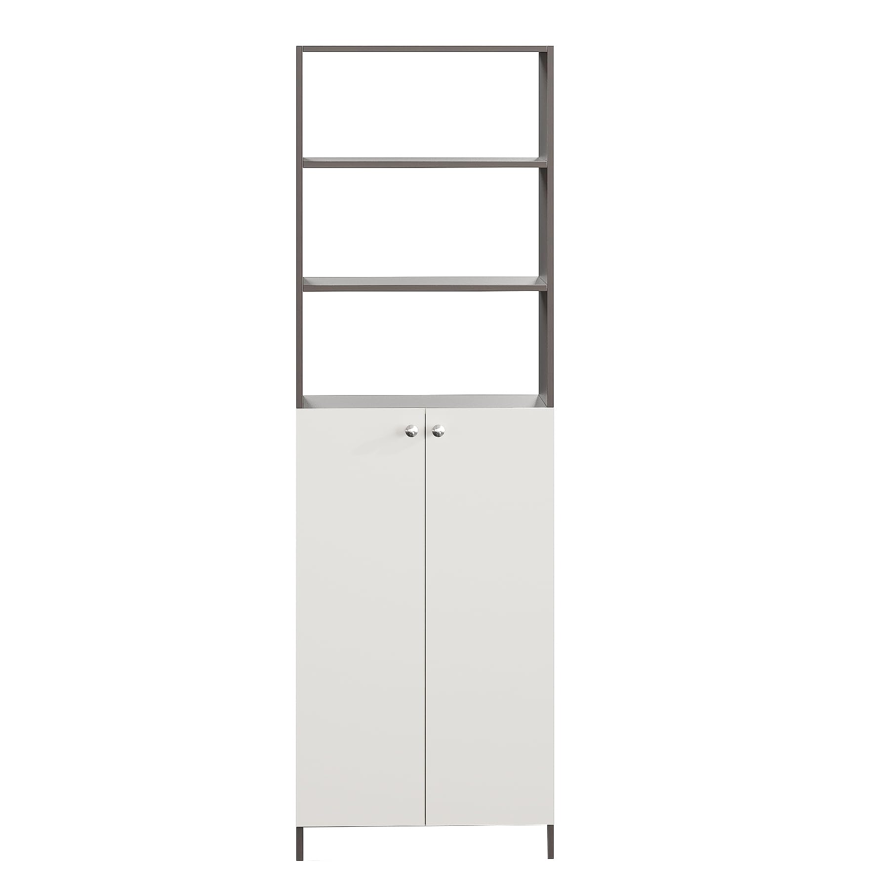 Aplent Engineered Wood Bookshelf with Doors (Wenge & White) - top_view