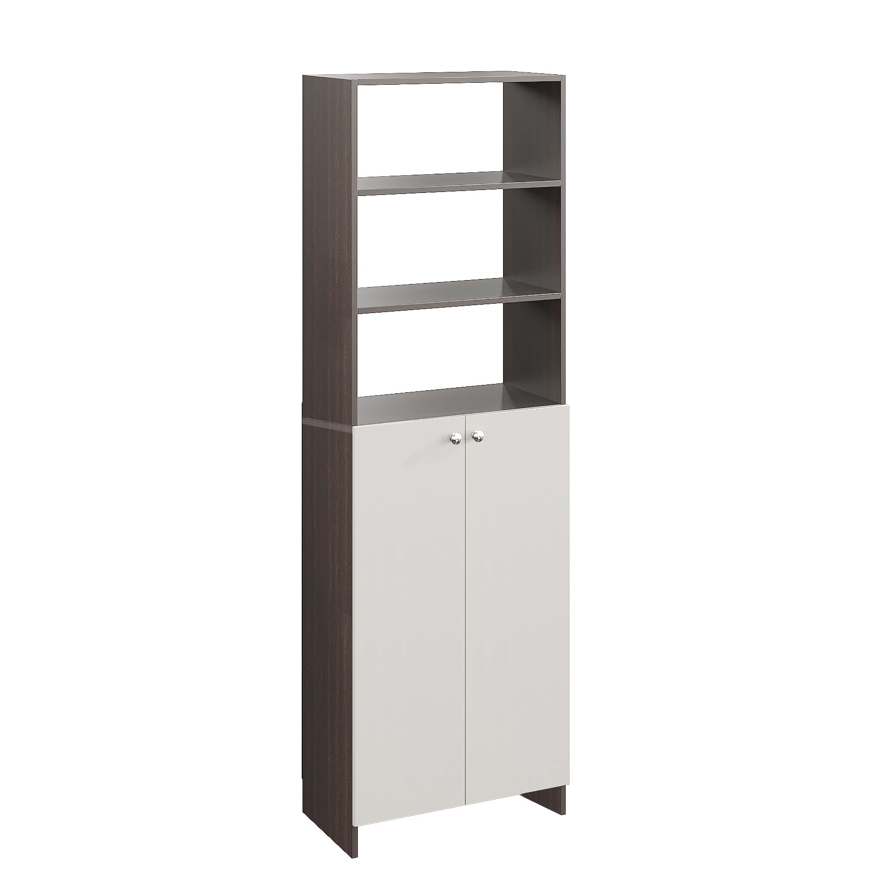 Aplent Engineered Wood Bookshelf with Doors (Wenge & White) - left_view