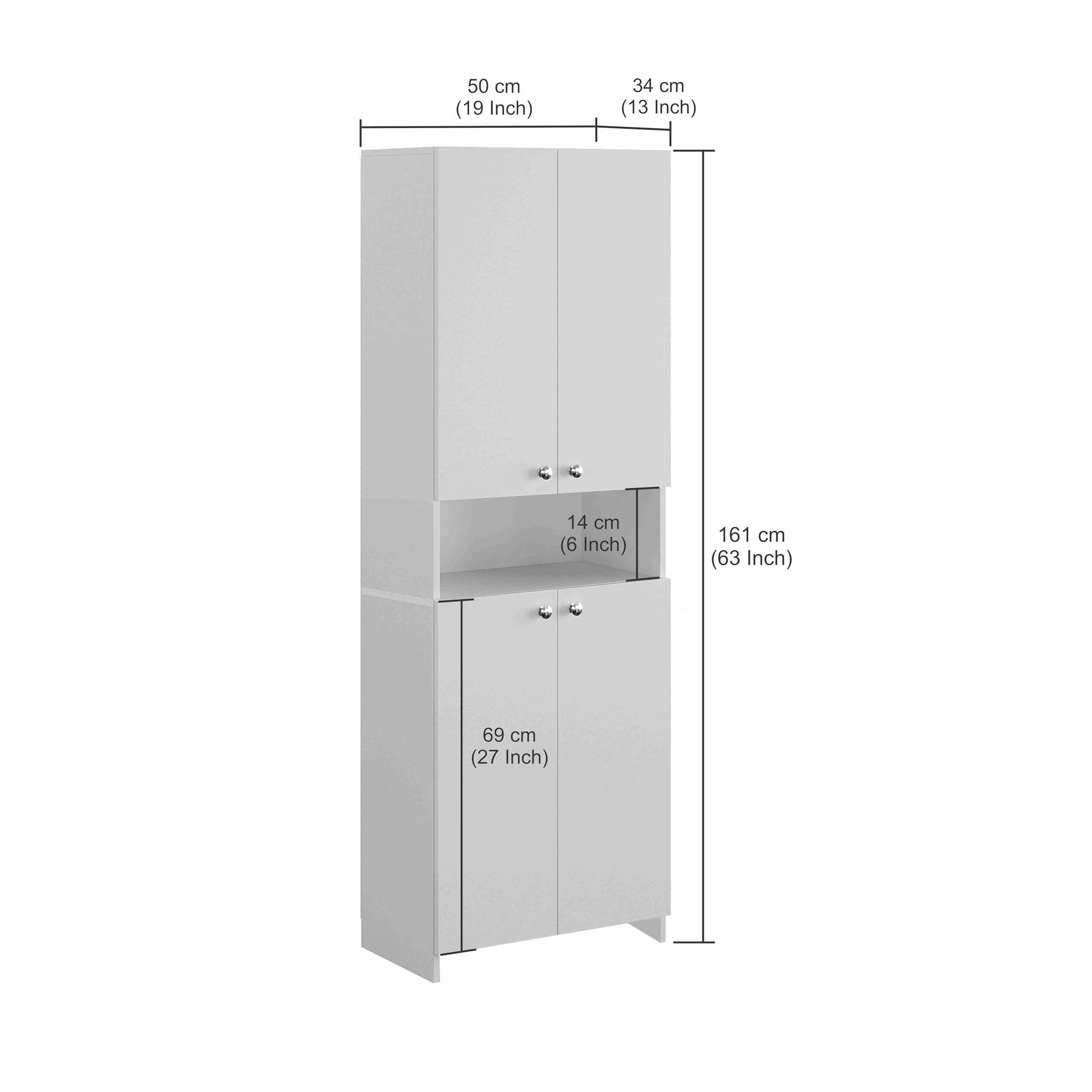 Vault Tall Wooden Bookshelf with 2-Door Cabinet & 3 Open Shelves (White) - rear_view