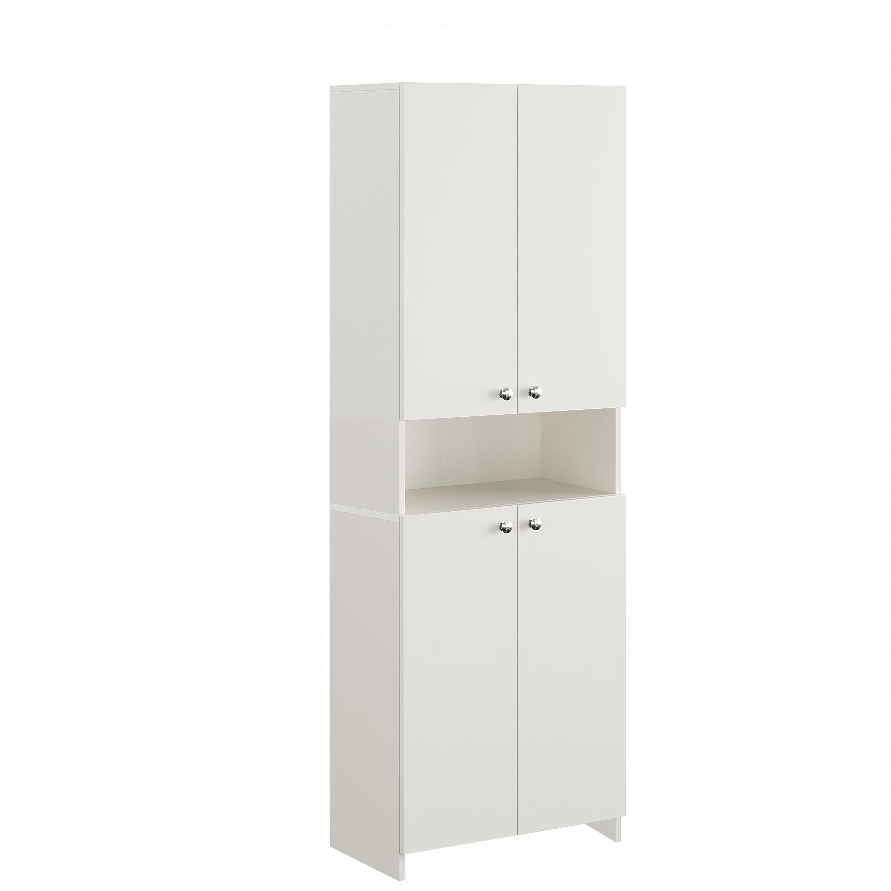 Vault Tall Wooden Bookshelf with 2-Door Cabinet & 3 Open Shelves (White) - right_view