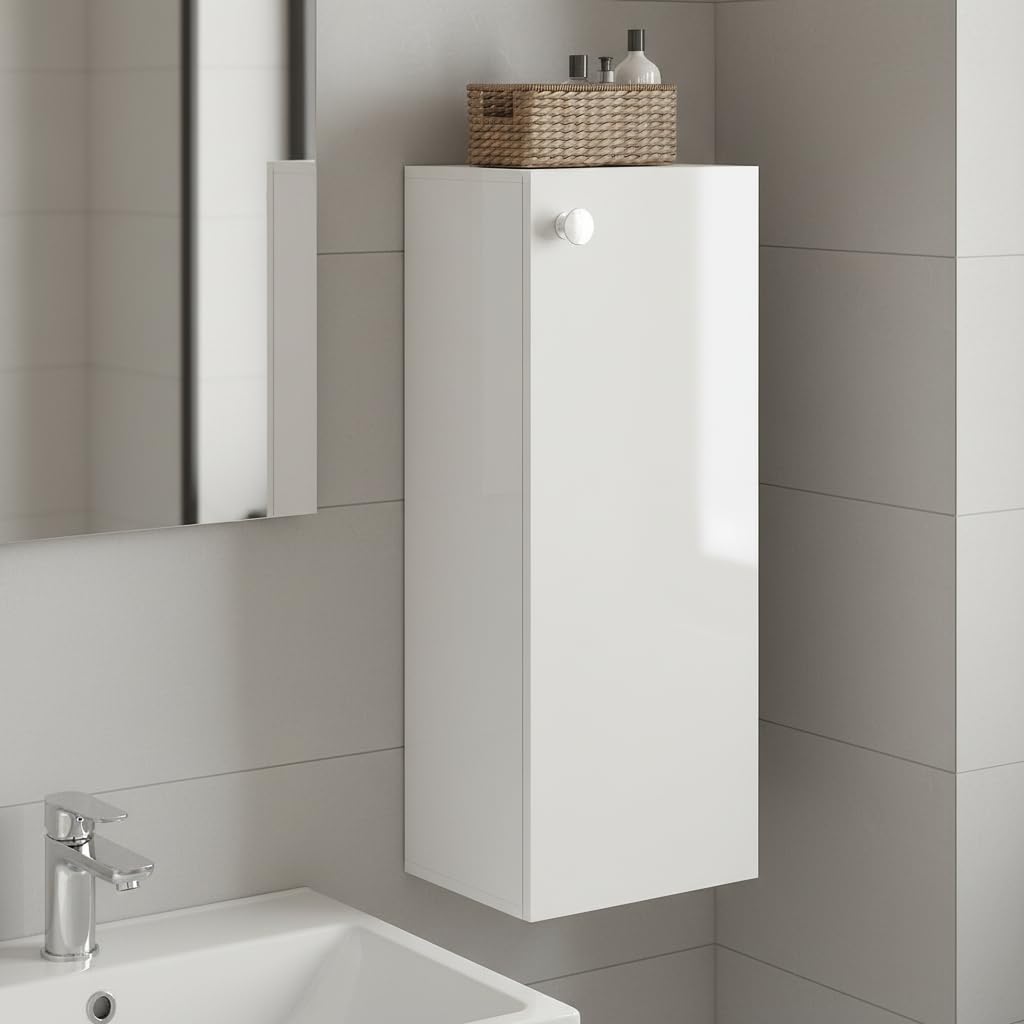 Marbin Modern Engineered Wood Bathroom Storage Cabinet with Door (White) - front_view