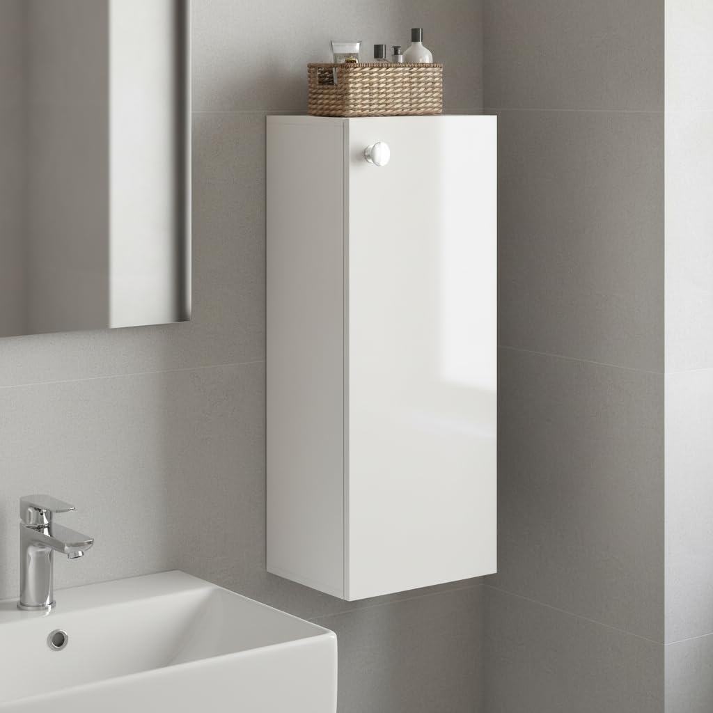 Marbin Modern Engineered Wood Bathroom Storage Cabinet with Door (White) - right_view