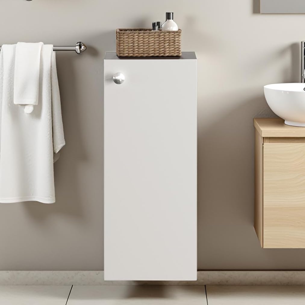 Marbin Modern Engineered Wood Bathroom Storage Cabinet with Door (Wenge & White) - right_view