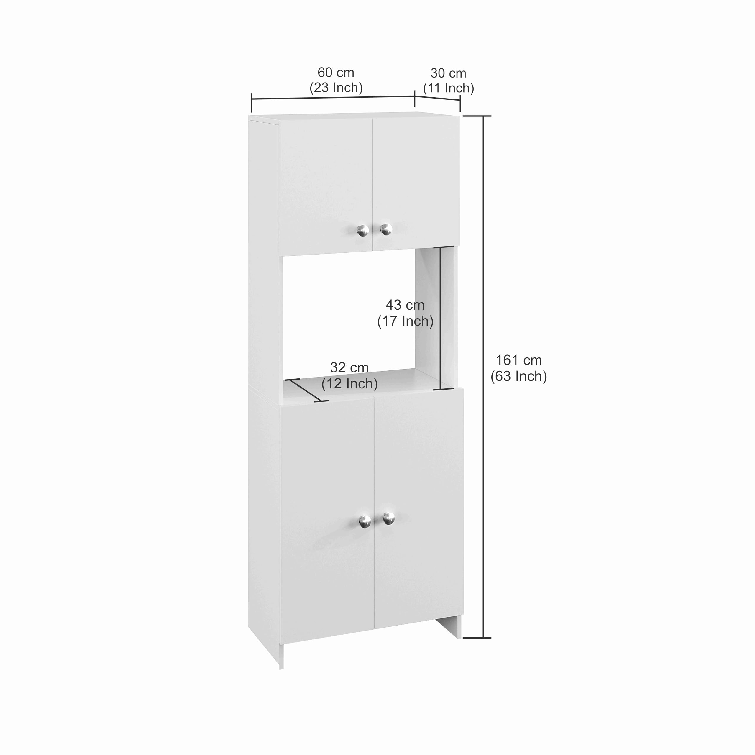 Geepex Engineered Wood Kitchen Storage Cabinet for Microwave with Closed Storage (White) - left_view