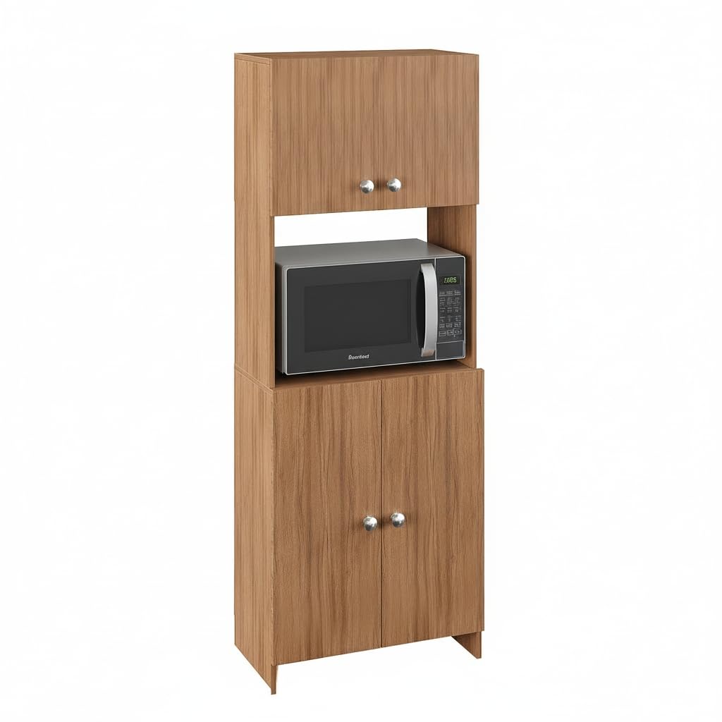 Geepex Engineered Wood Kitchen Storage Cabinet for Microwave with Closed Storage (Exotic Teak) - right_view