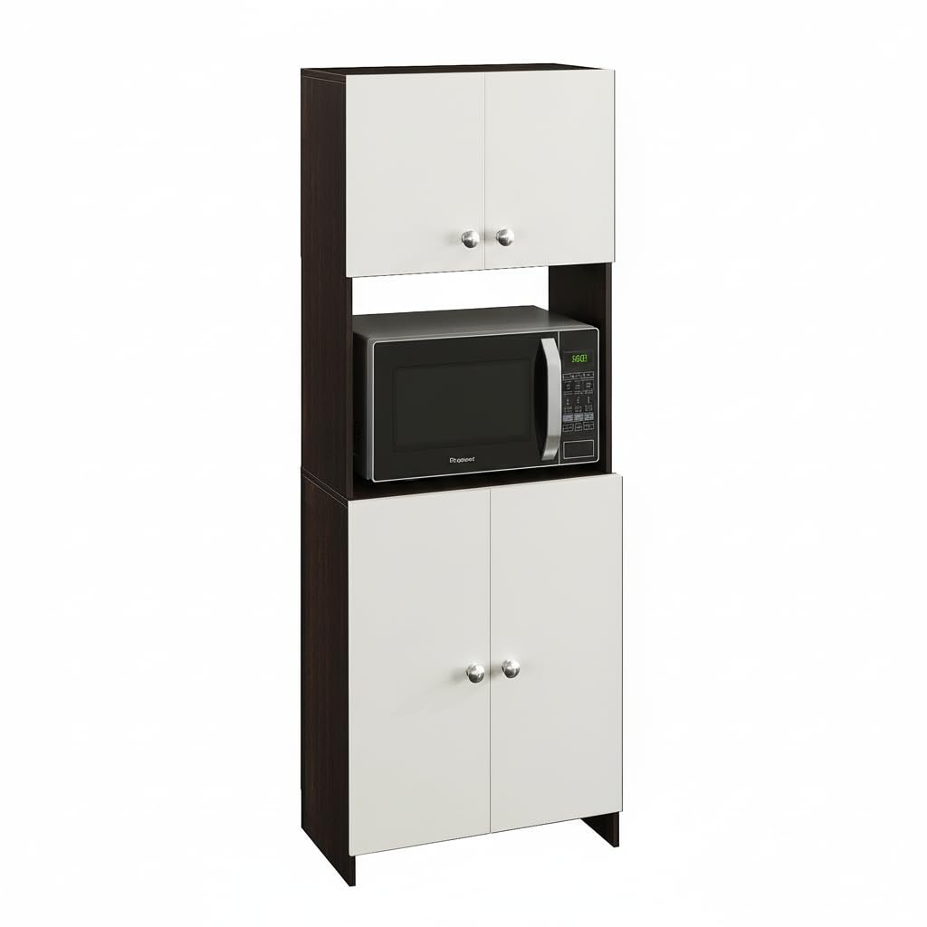 Geepex Engineered Wood Kitchen Storage Cabinet for Microwave with Closed Storage (Wenge & White) - right_view
