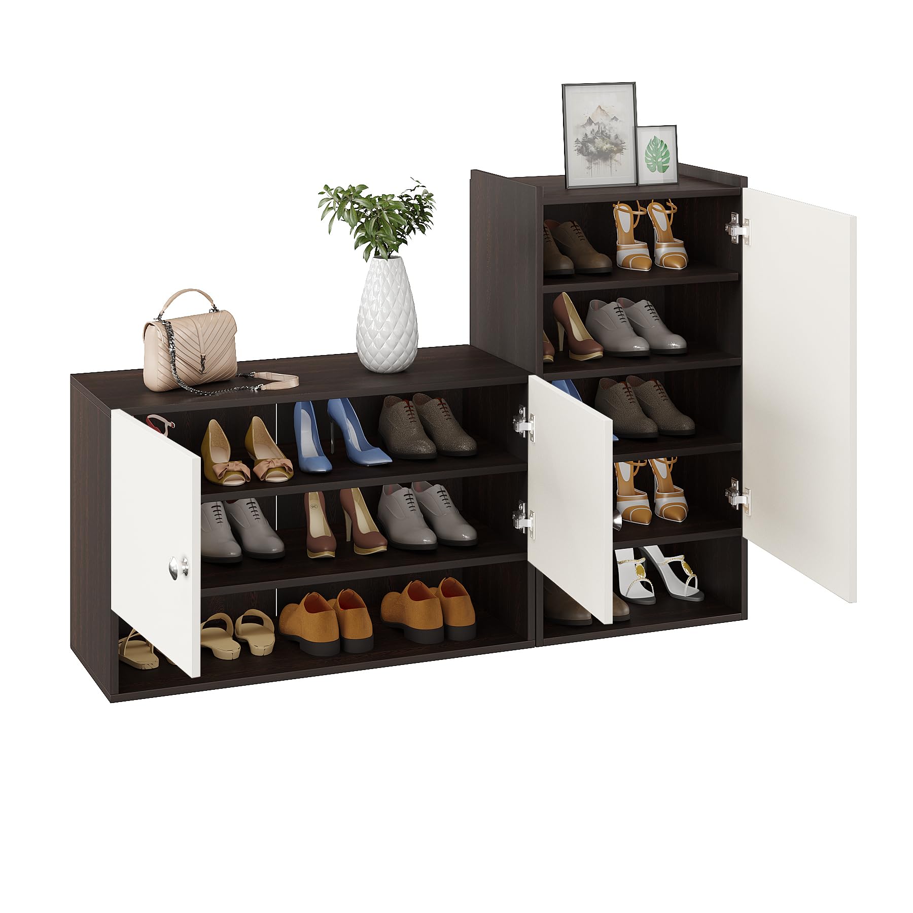 Sinala  Engineered Wood Shoe Rack with Doors & Open Shelves (Wenge & White) - right_view