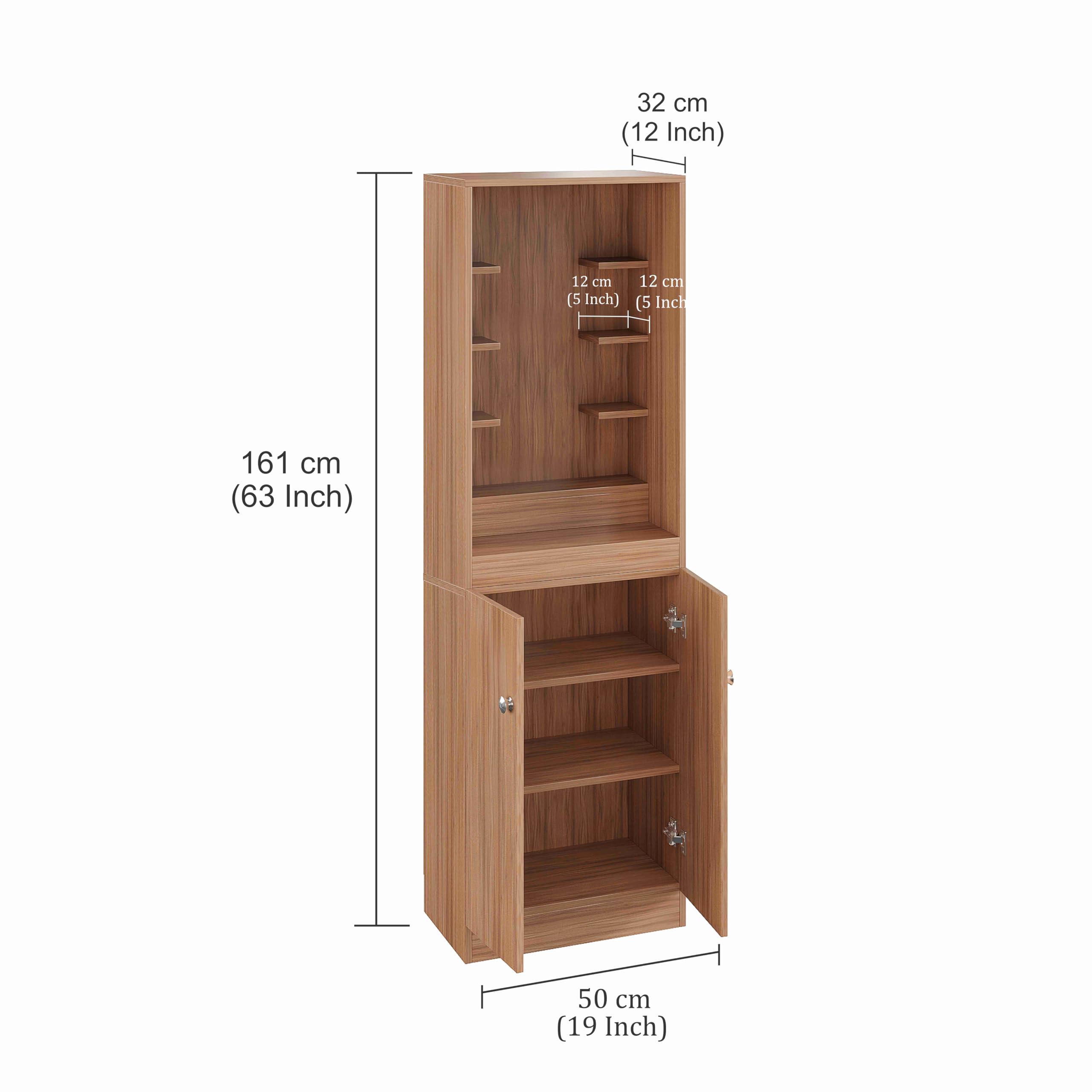 Adya Big Size Temple for Home with Storage Cabinet (DIY - Exotic Teak Finish) - rear_view