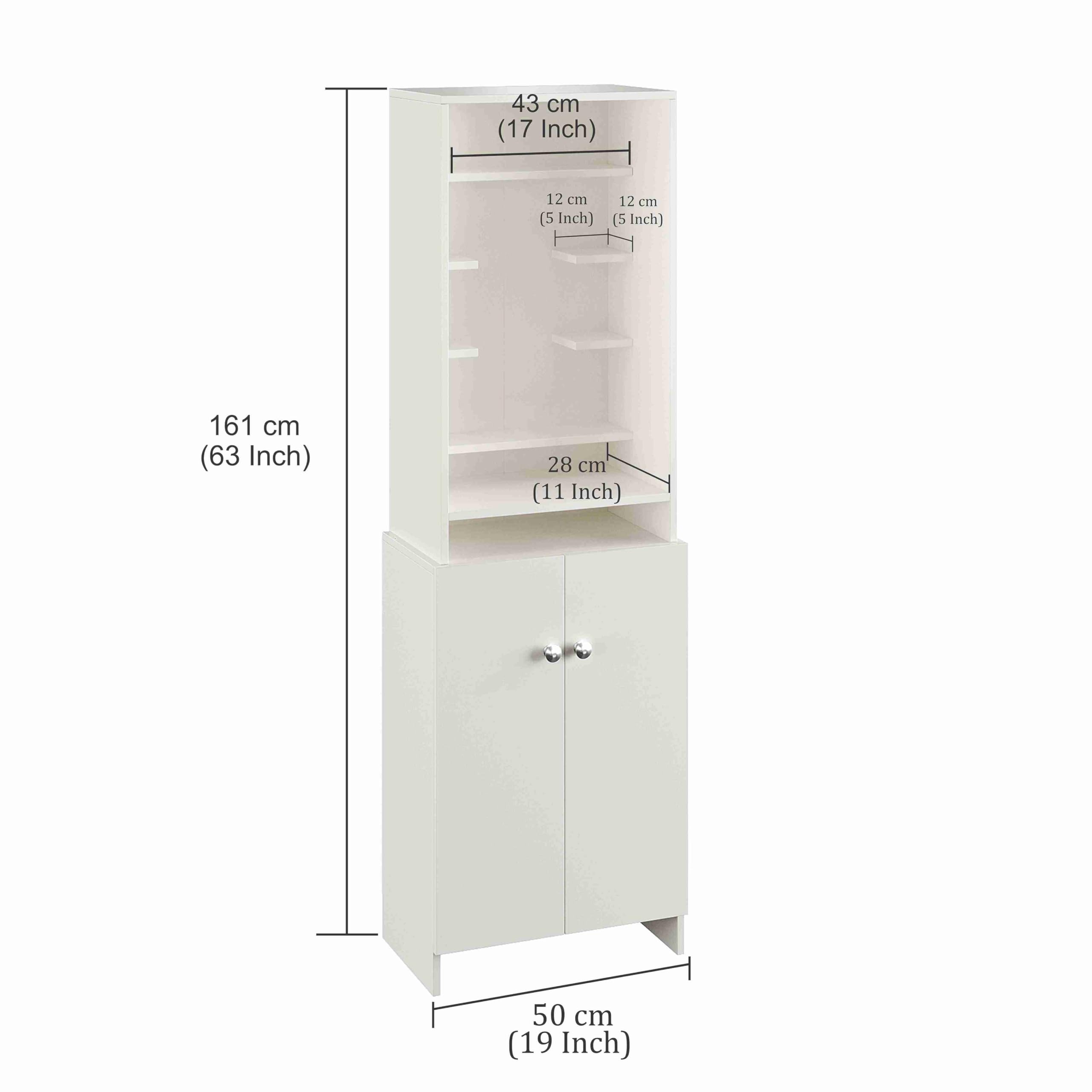 Shrisha Engineered Wood Pooja Mandir for Home with Spacious Storage | Frosty White Finish - rear_view