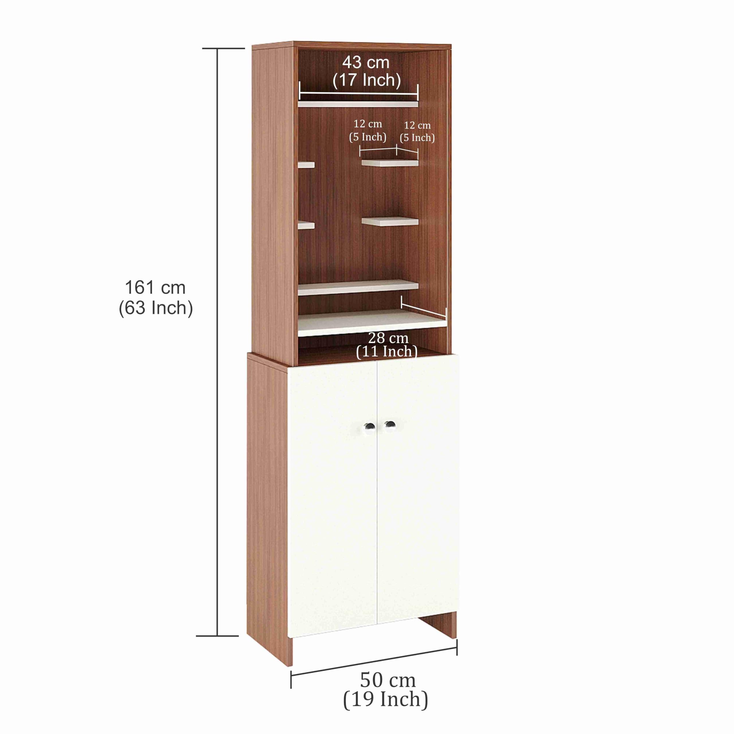 Shrisha Wooden Pooja Mandir for Home with Spacious Storage | Exotic Teak & White Finish - rear_view