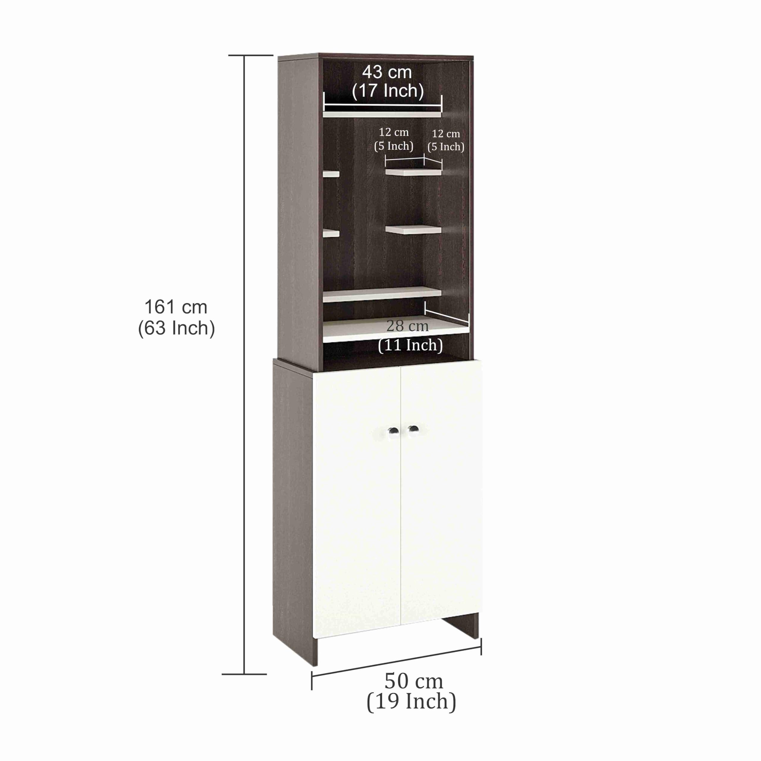 Shrisha Engineered Wood Pooja Mandir for Home with Spacious Storage (Wenge & Frosty White Finish) - rear_view