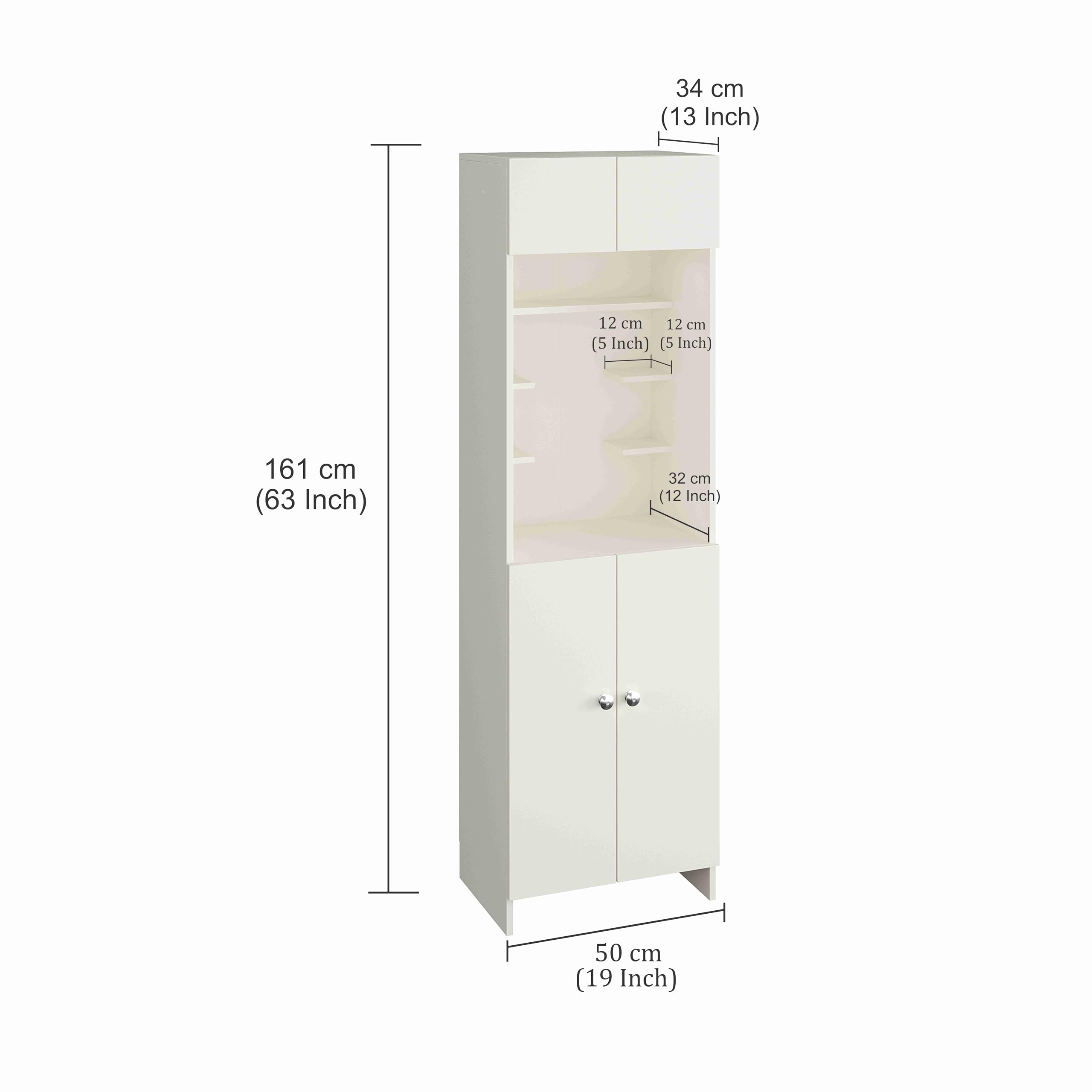 Shivika Engineered Wood Pooja Mandir for Home (White) - rear_view
