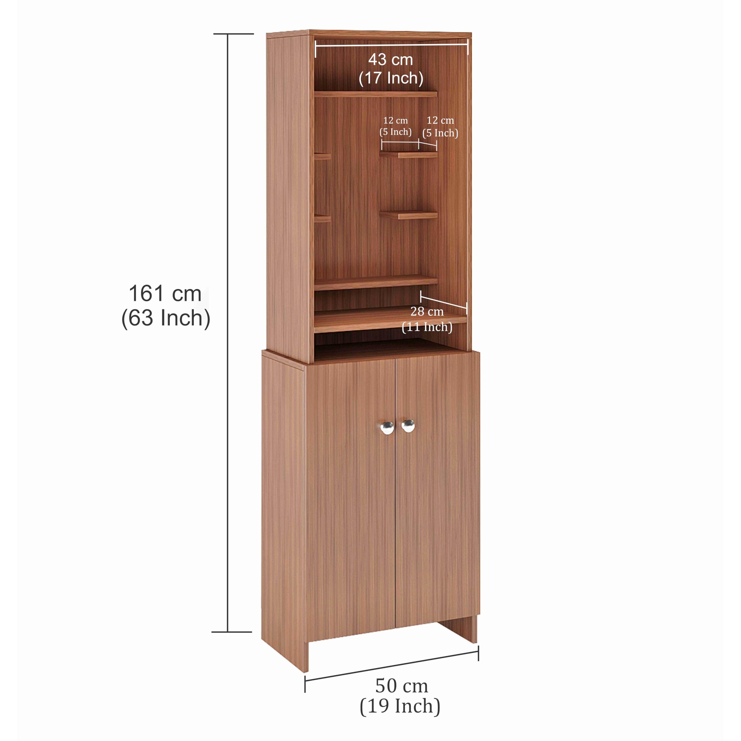 Shivika Engineered Wood Pooja Mandir for Home (Exotic Teak) - left_view