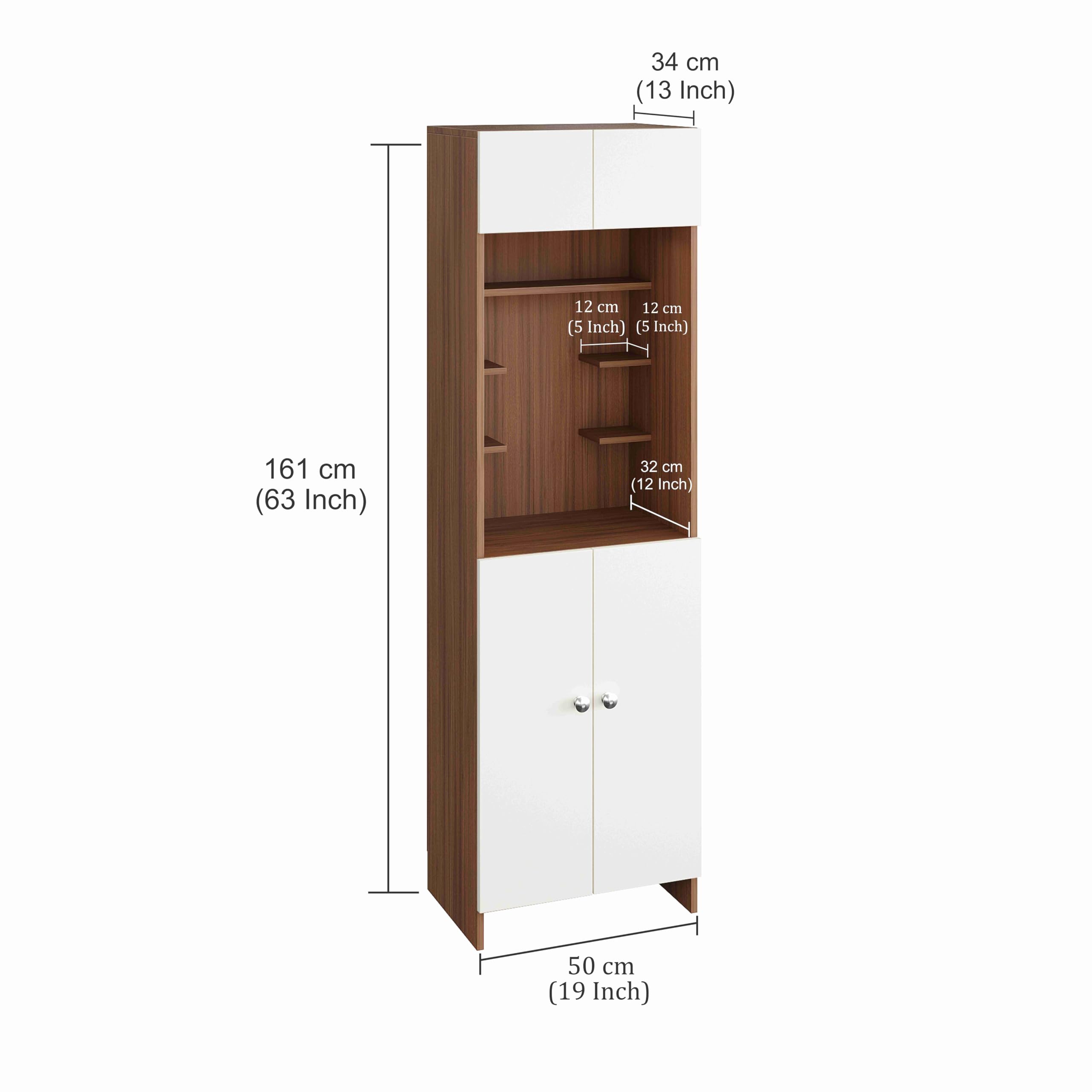 Shivika Engineered Wood Pooja Mandir for Home |(Exotic Teak & White) - rear_view