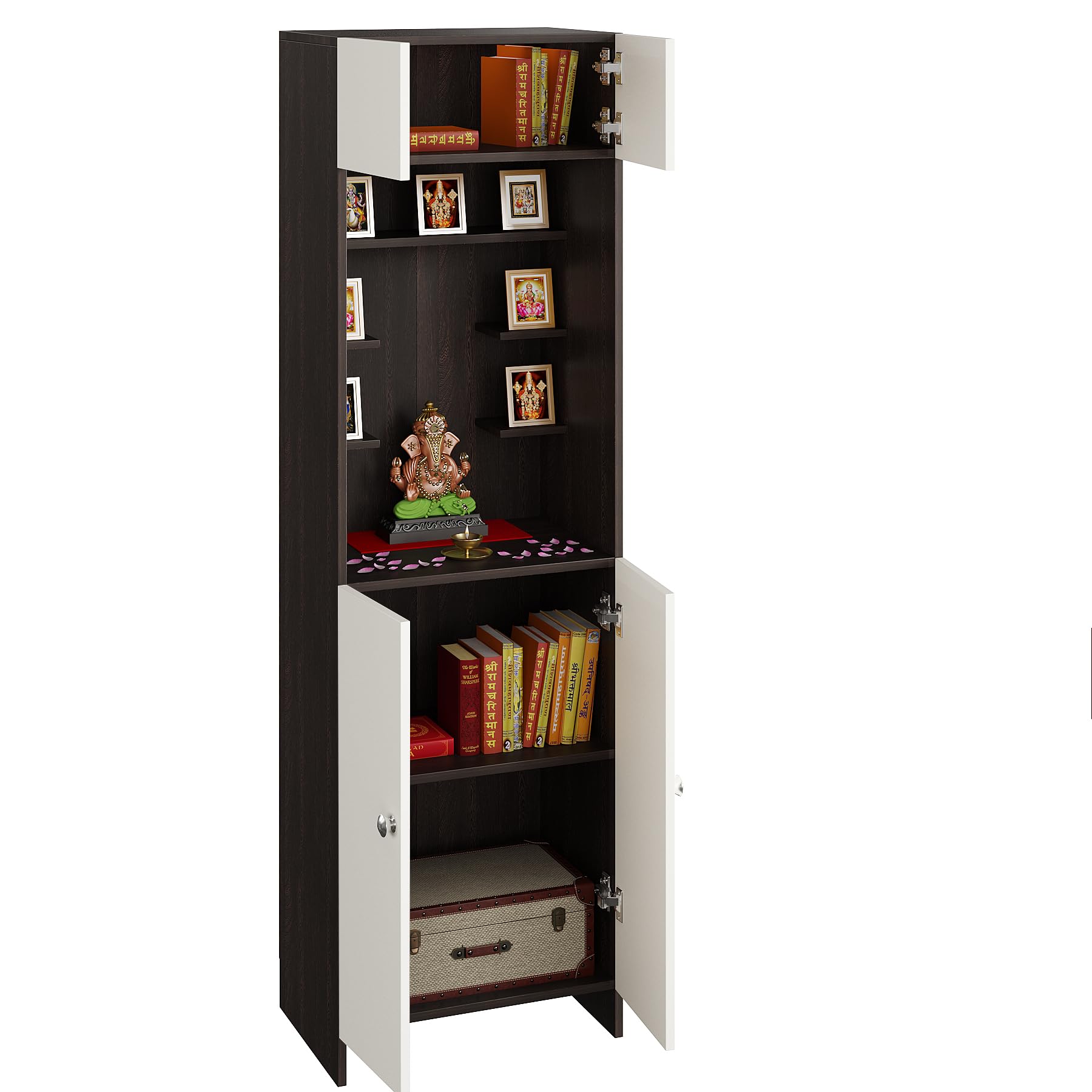 Shivika Engineered Wood Pooja Mandir for Home (Wenge & White) - left_view