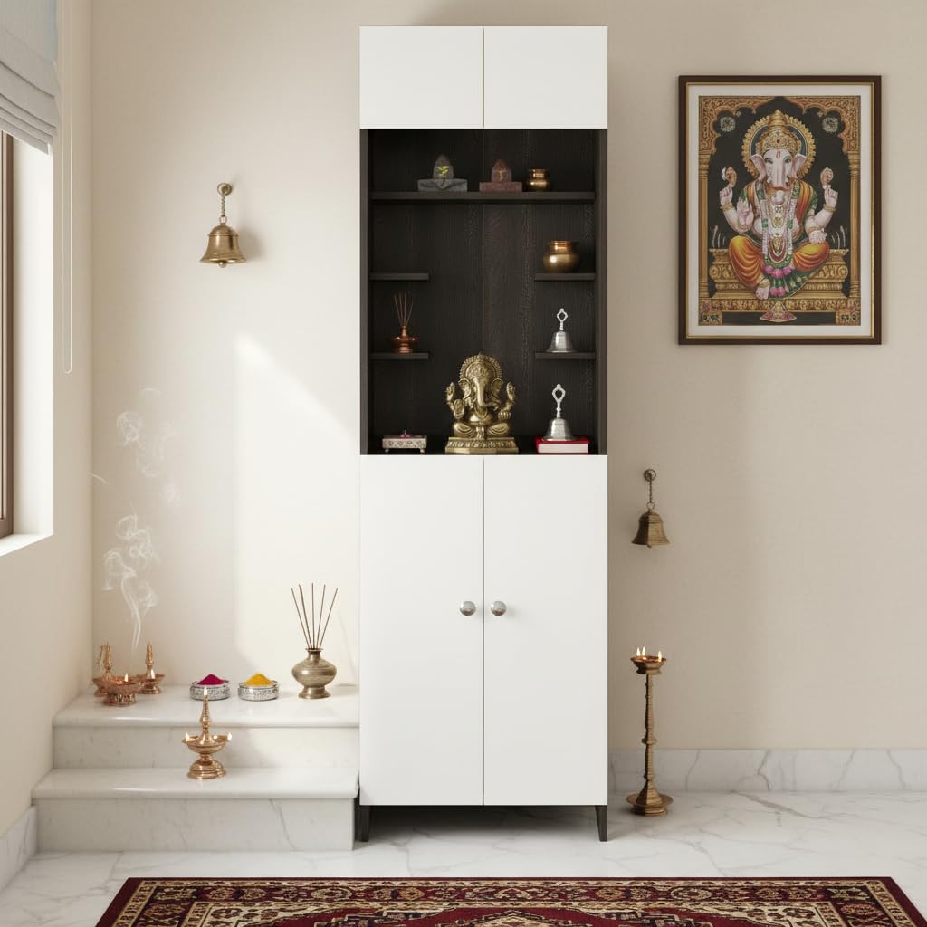 Shivika Engineered Wood Pooja Mandir for Home (Wenge & White) - right_view