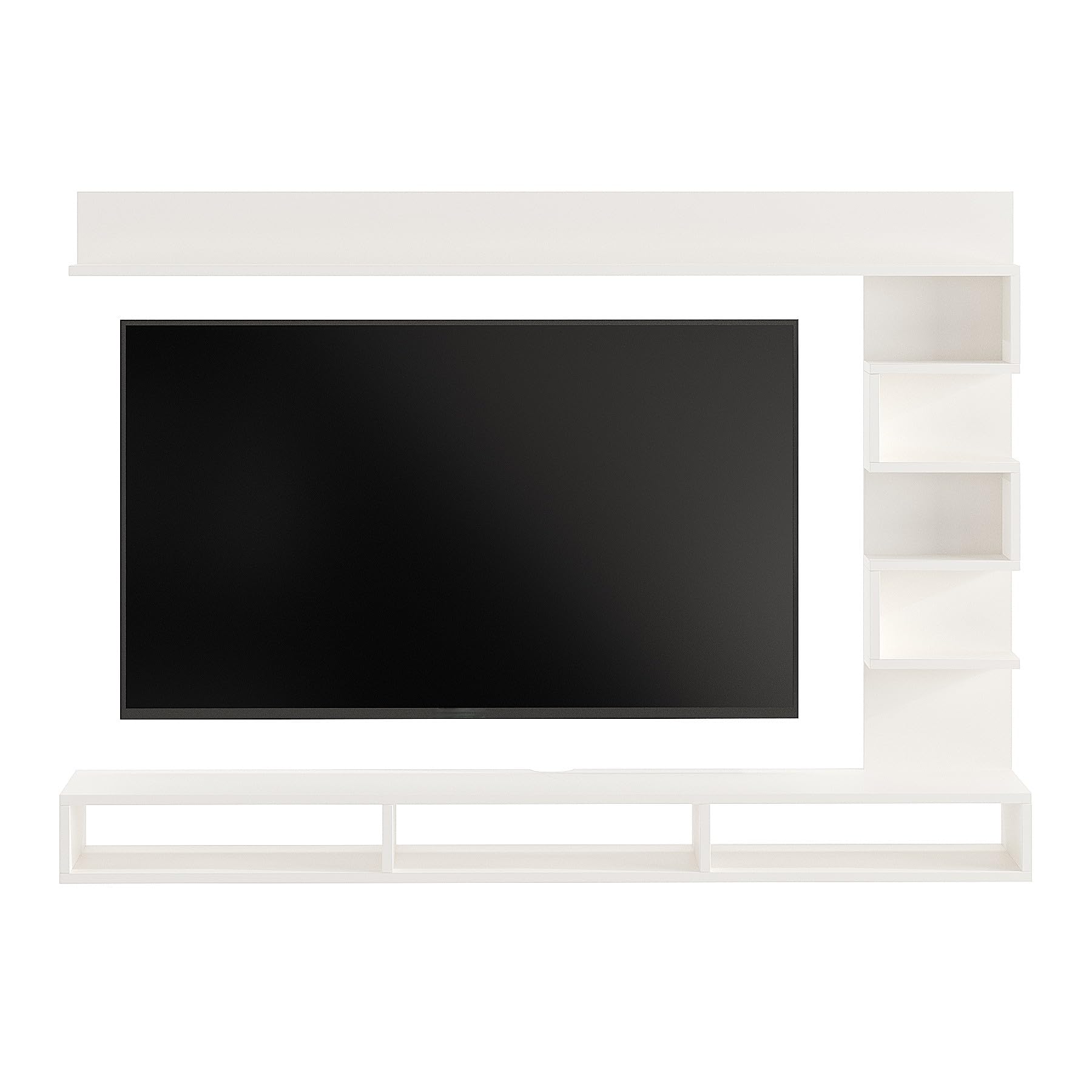 Dettlet Modern Engineered Wood Wall Mounted TV Unit with Open Storage Shelves Racks (White) - right_view