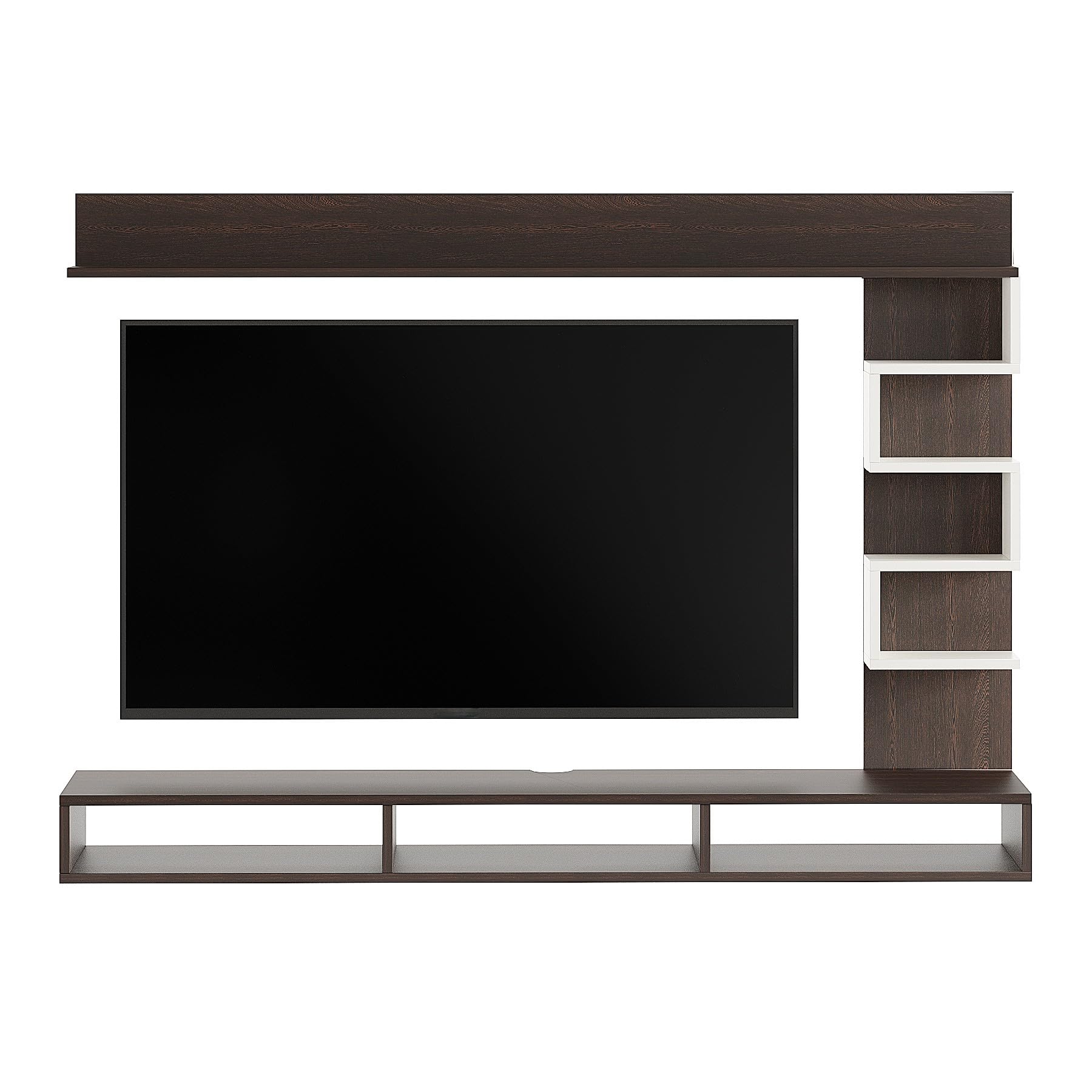 Dettlet Modern Engineered Wood Wall Mounted with Open Storage Shelves Racks (Wenge & White) - right_view