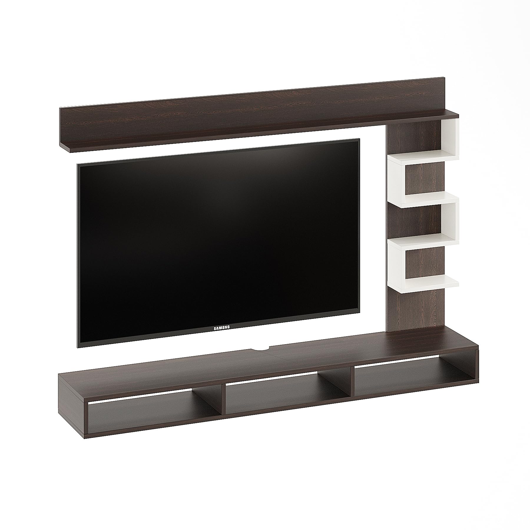 Dettlet Engineered Wood Wall-Mount TV Unit with Display Shelves (Wenge & White) - right_view