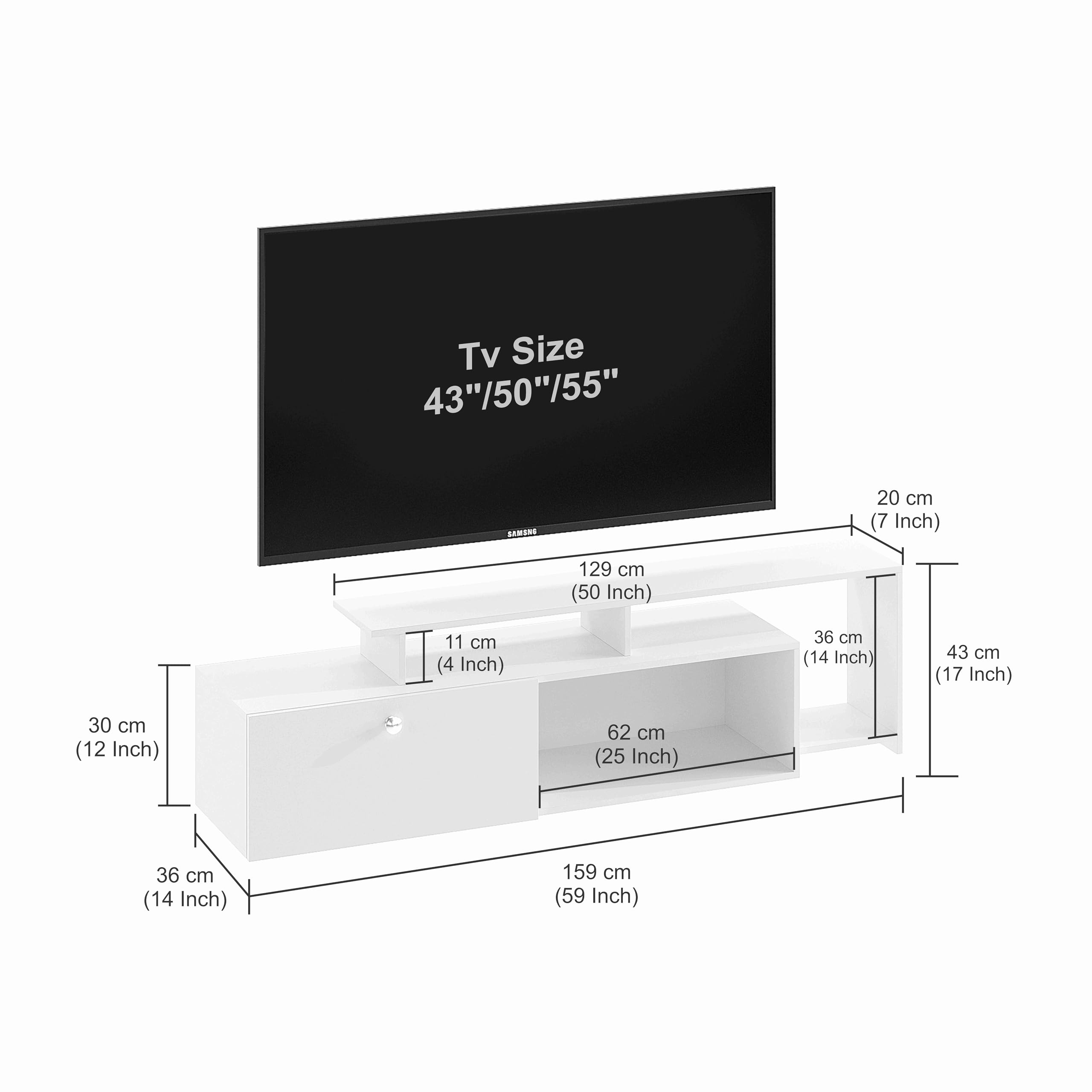 Dexon Modern Engineered Wood Floor TV Cabinet with Storage & Open Shelves (Exotic Teak) - rear_view