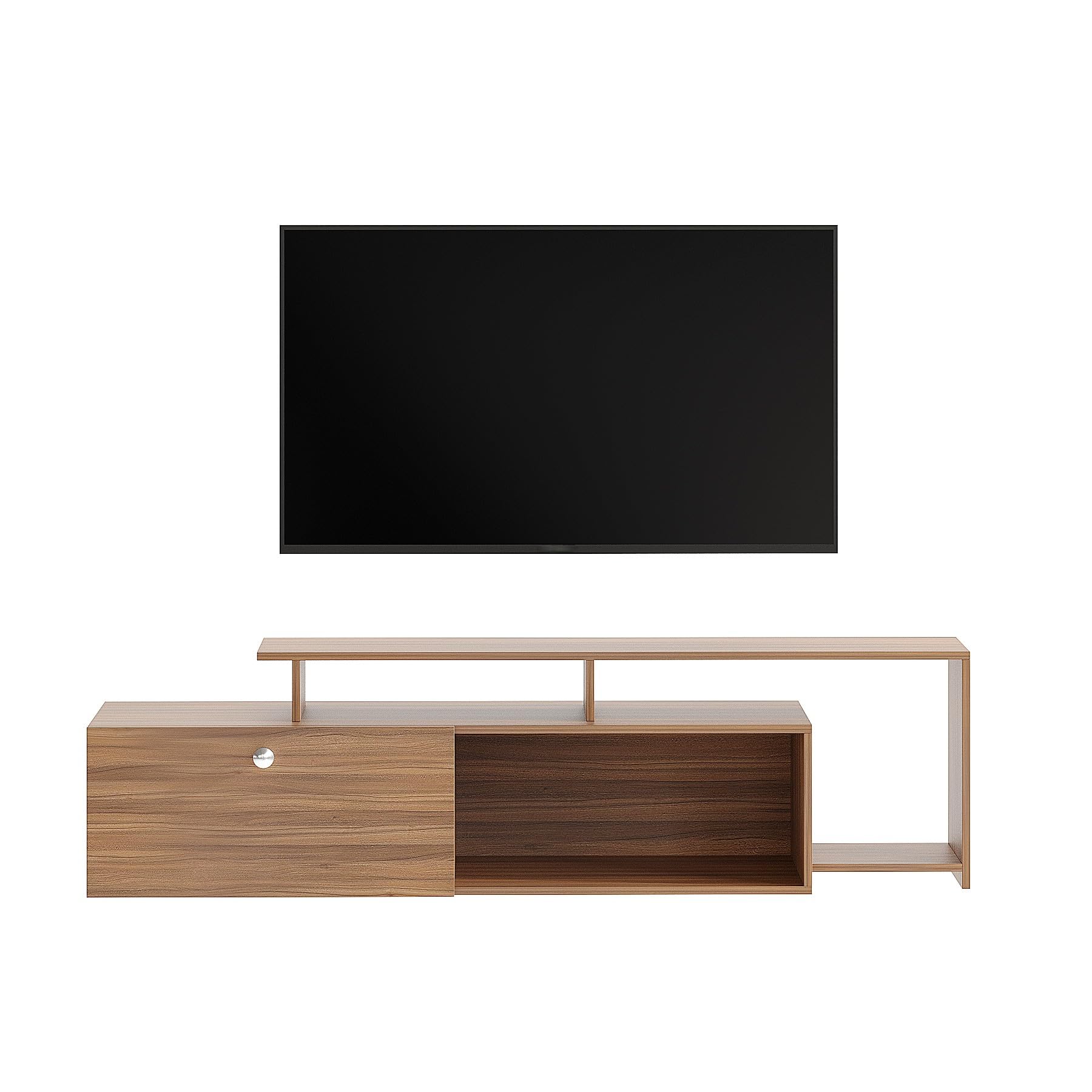 Dexon Modern Engineered Wood Floor TV Cabinet with Storage & Open Shelves (Exotic Teak) - right_view