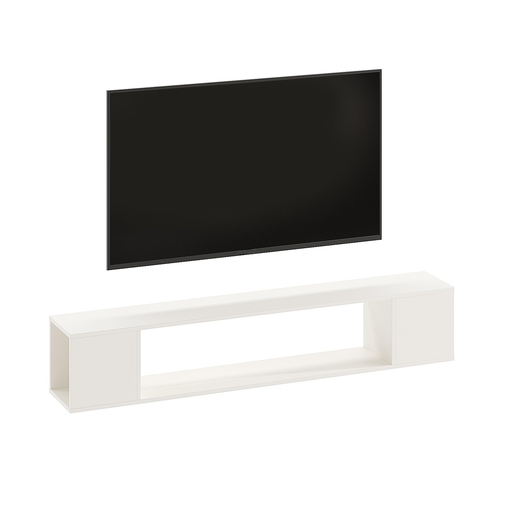Ether Modern Wall Mounted TV Unit with Floating Shelf (White) - right_view