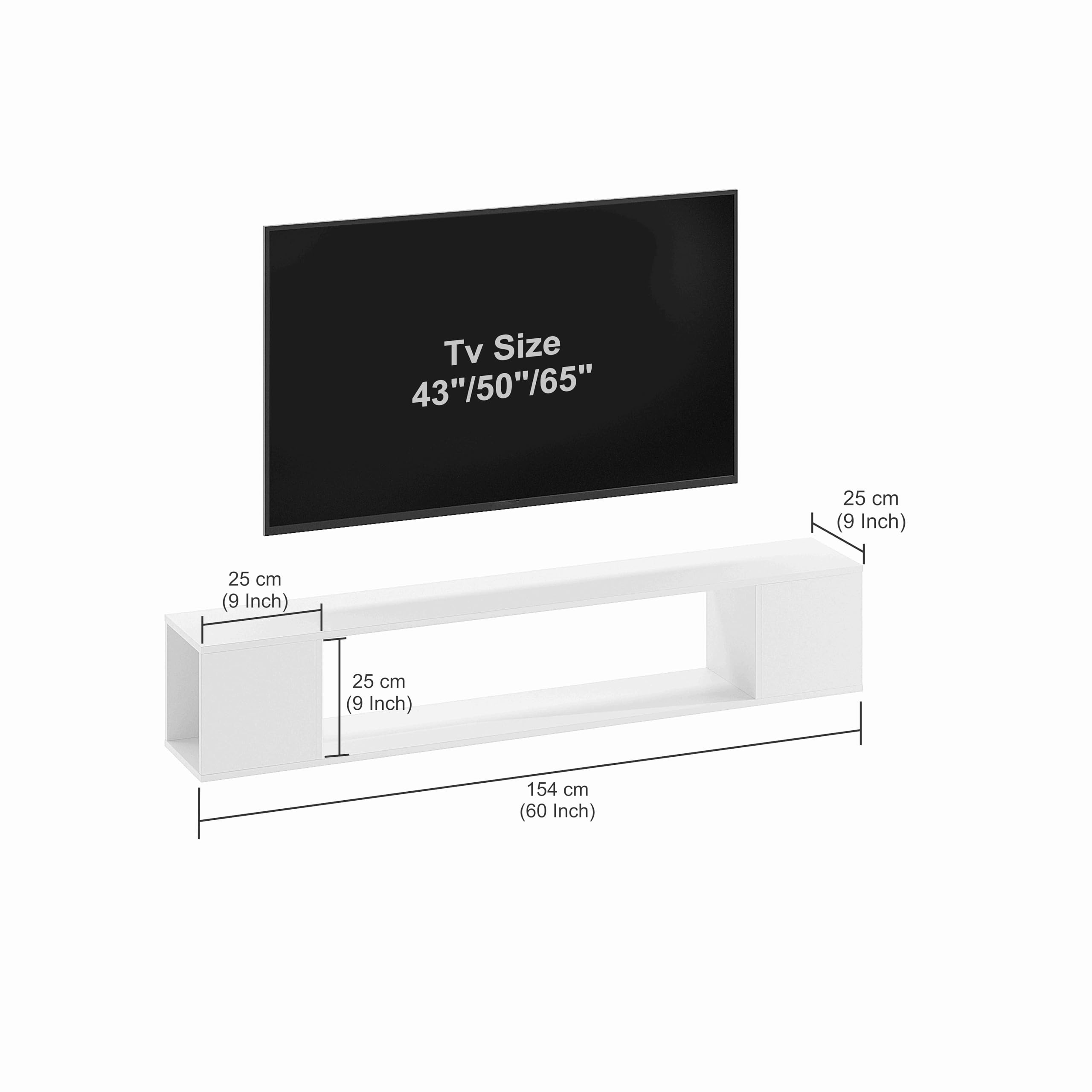 Ether Modern Wall Mounted TV Unit with Floating Shelf (Exotic Teak) - top_view