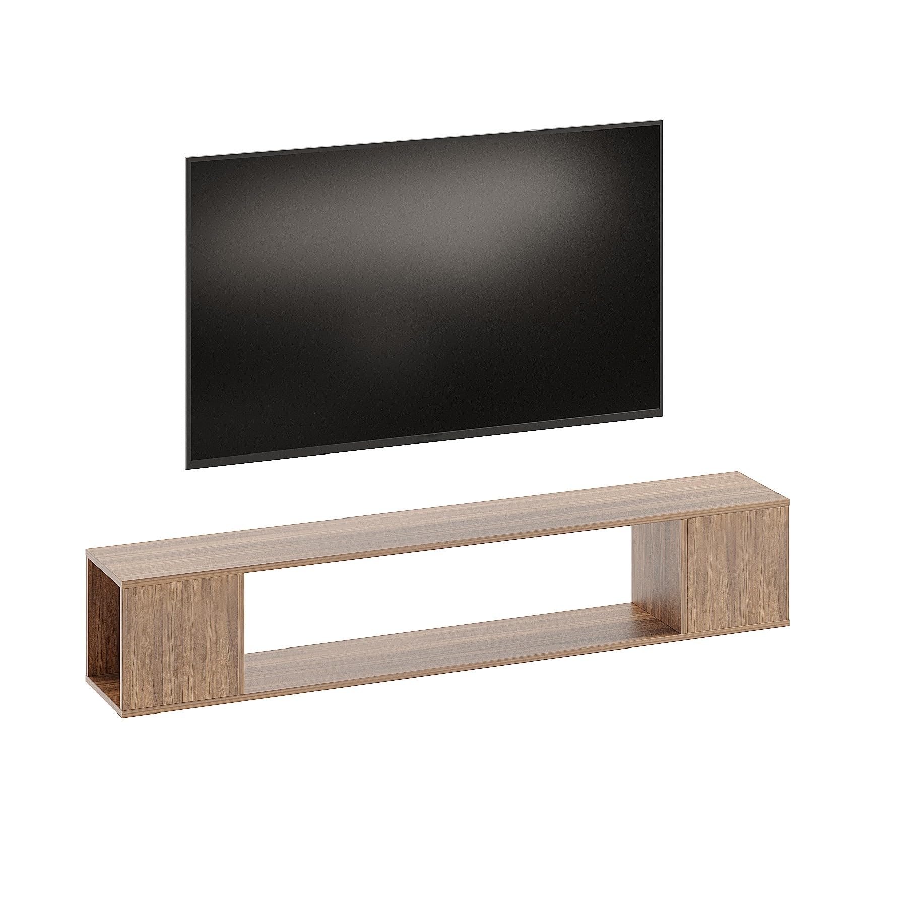 Ether Modern Wall Mounted TV Unit with Floating Shelf (Exotic Teak) - right_view