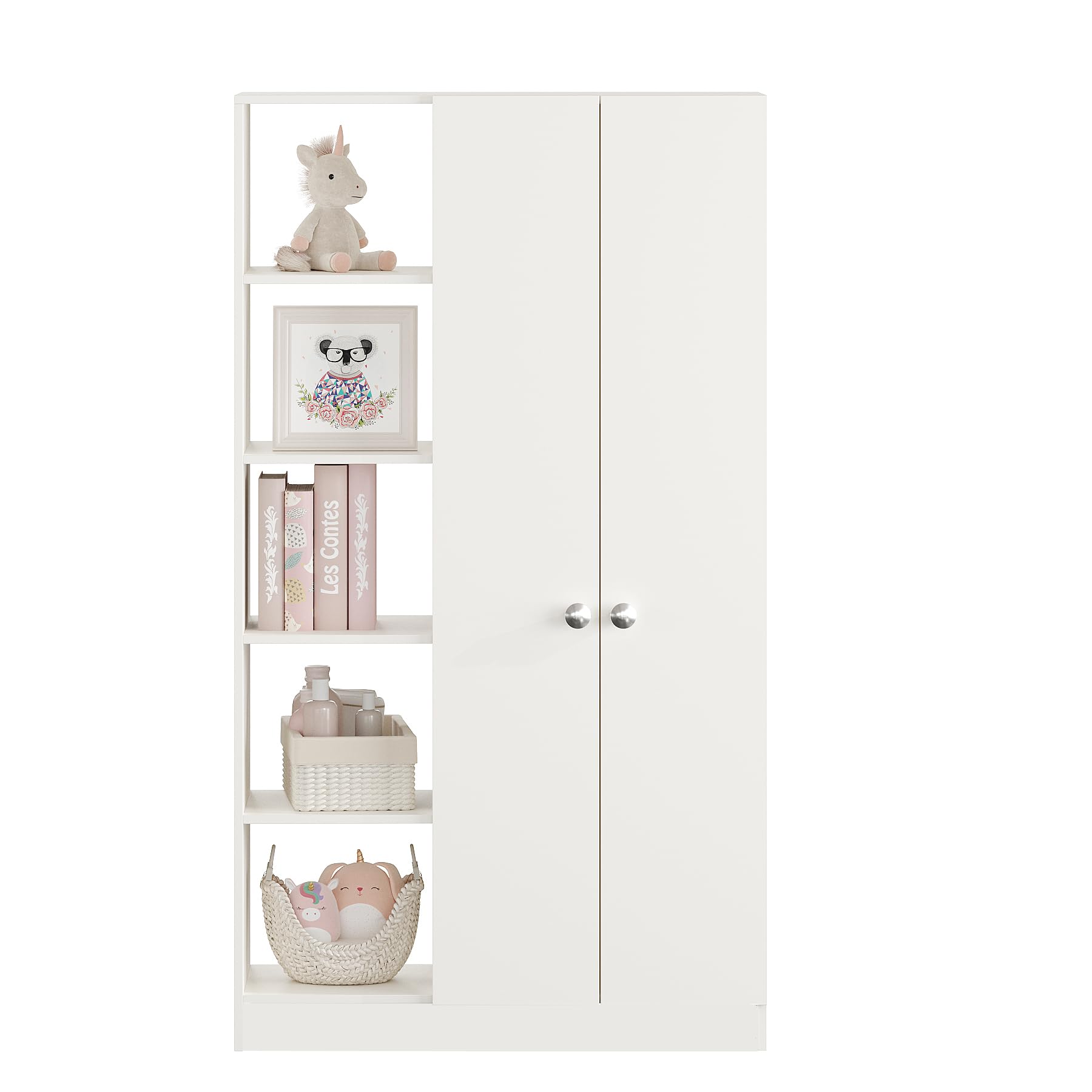 Elora Wardrobe for Kids Clothes/Toys/Books (White) - front_view