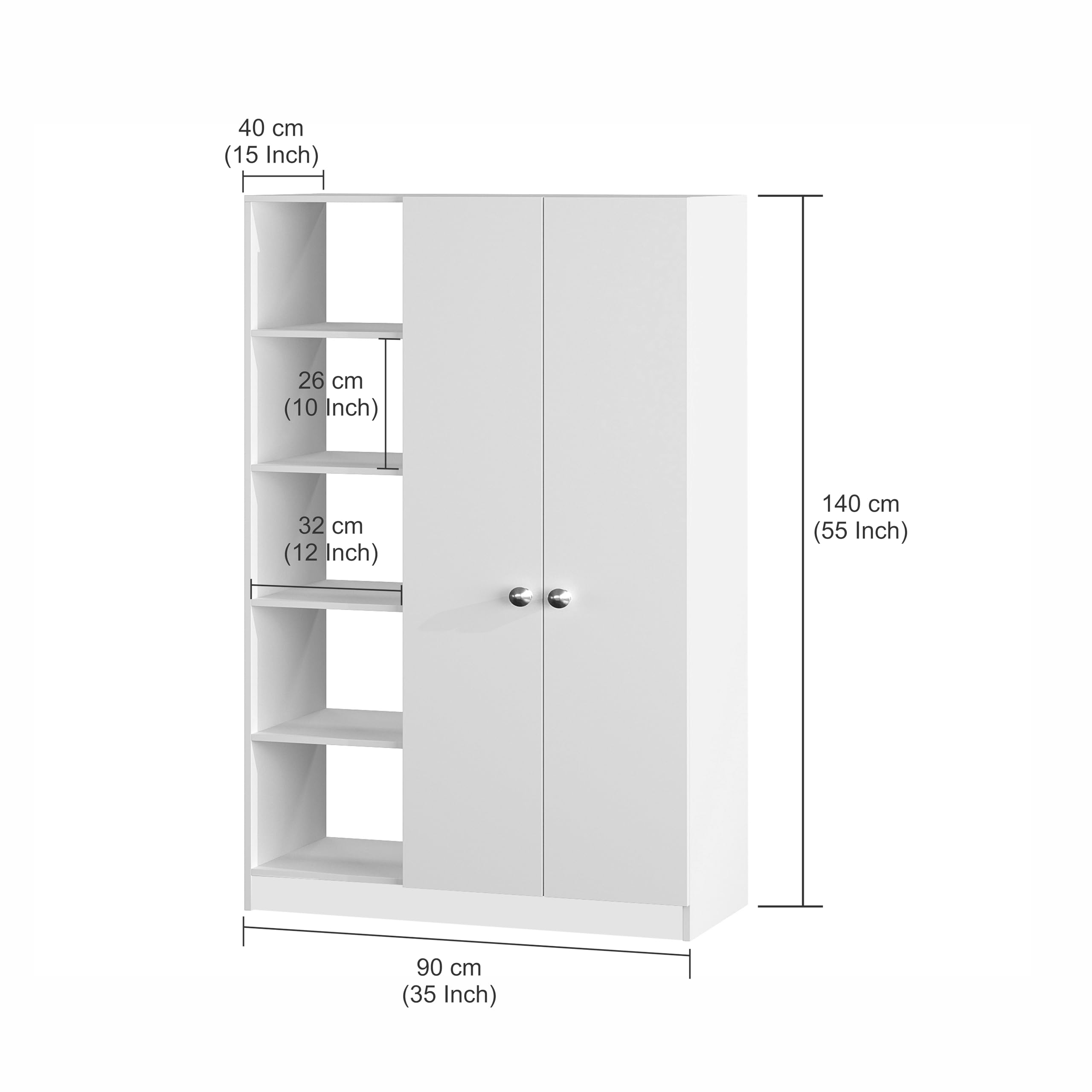 Elora Wardrobe for Kids Clothes/Toys/Books (White) - rear_view