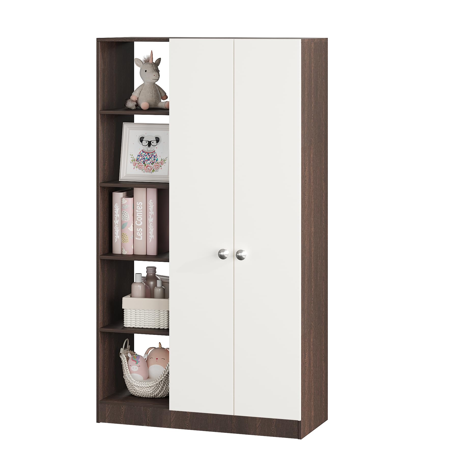 Elora Wardrobe for Kids (Wenge & White) - left_view