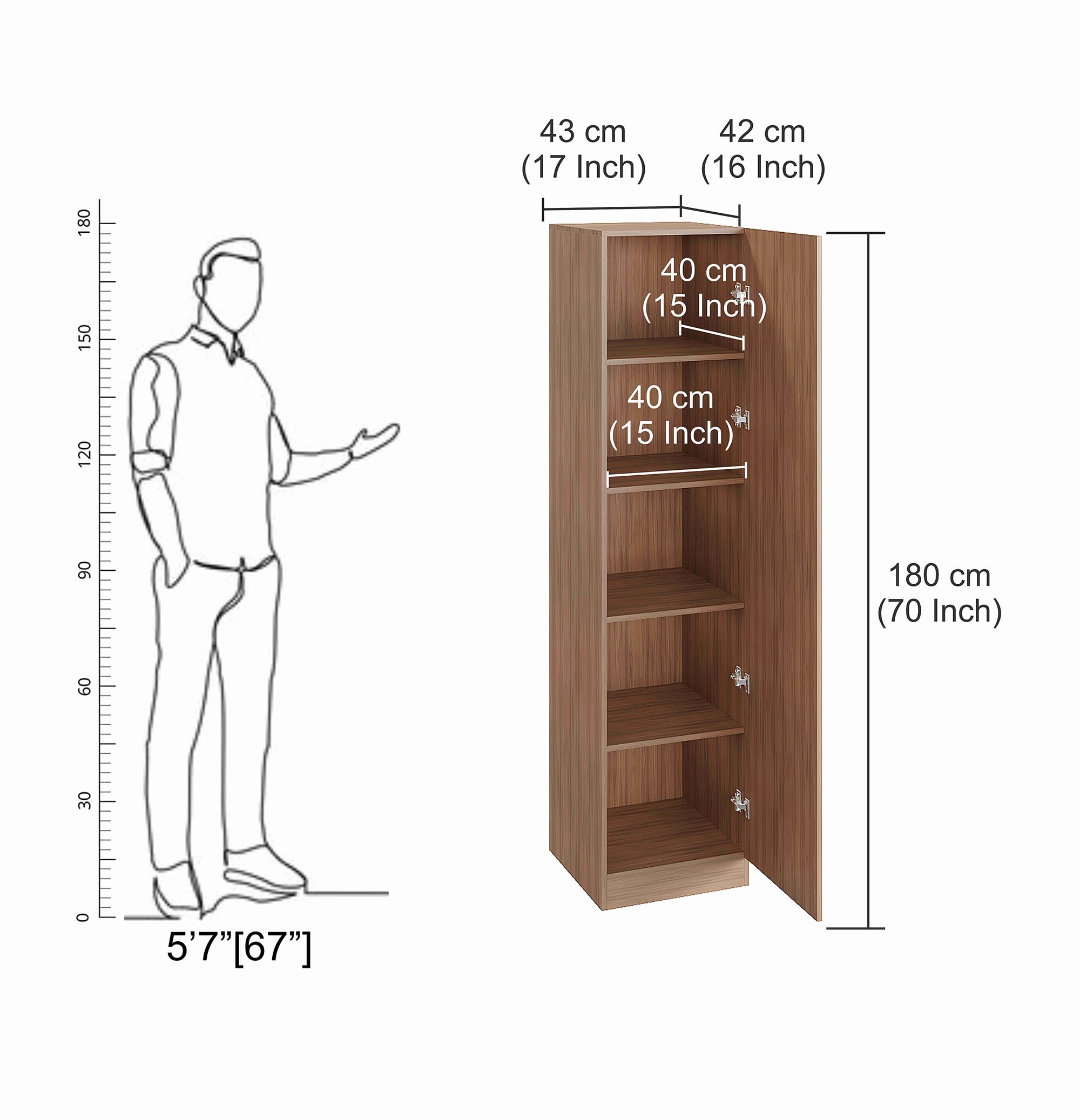 Fanciable Engineering Wood Wardrobe Almirah for Clothes with 1 Door (Exotic Teak) - rear_view