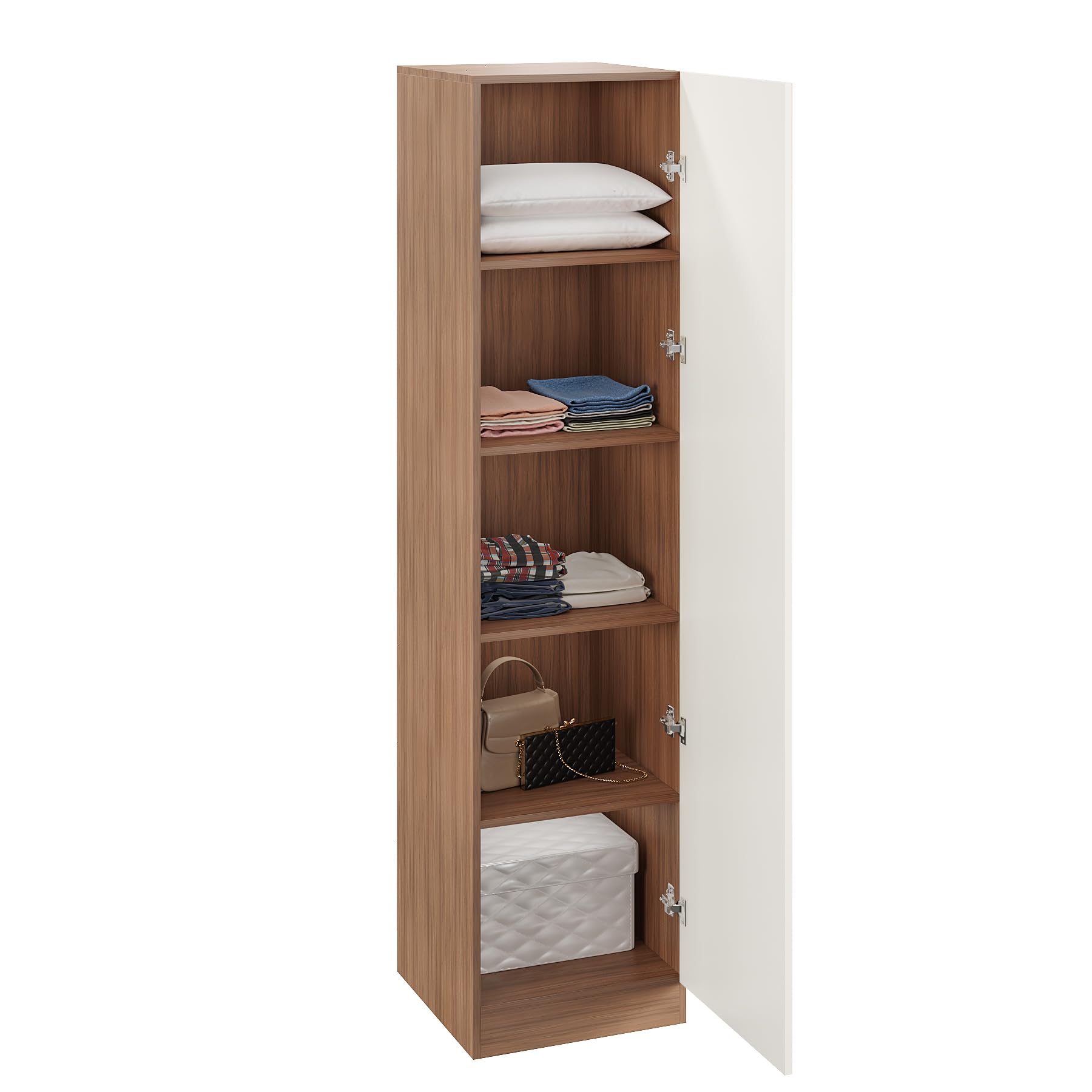 Fanciable Engineering Wood Wardrobe Almirah for Clothes with 1 Door (Exotic Teak & White) - top_view
