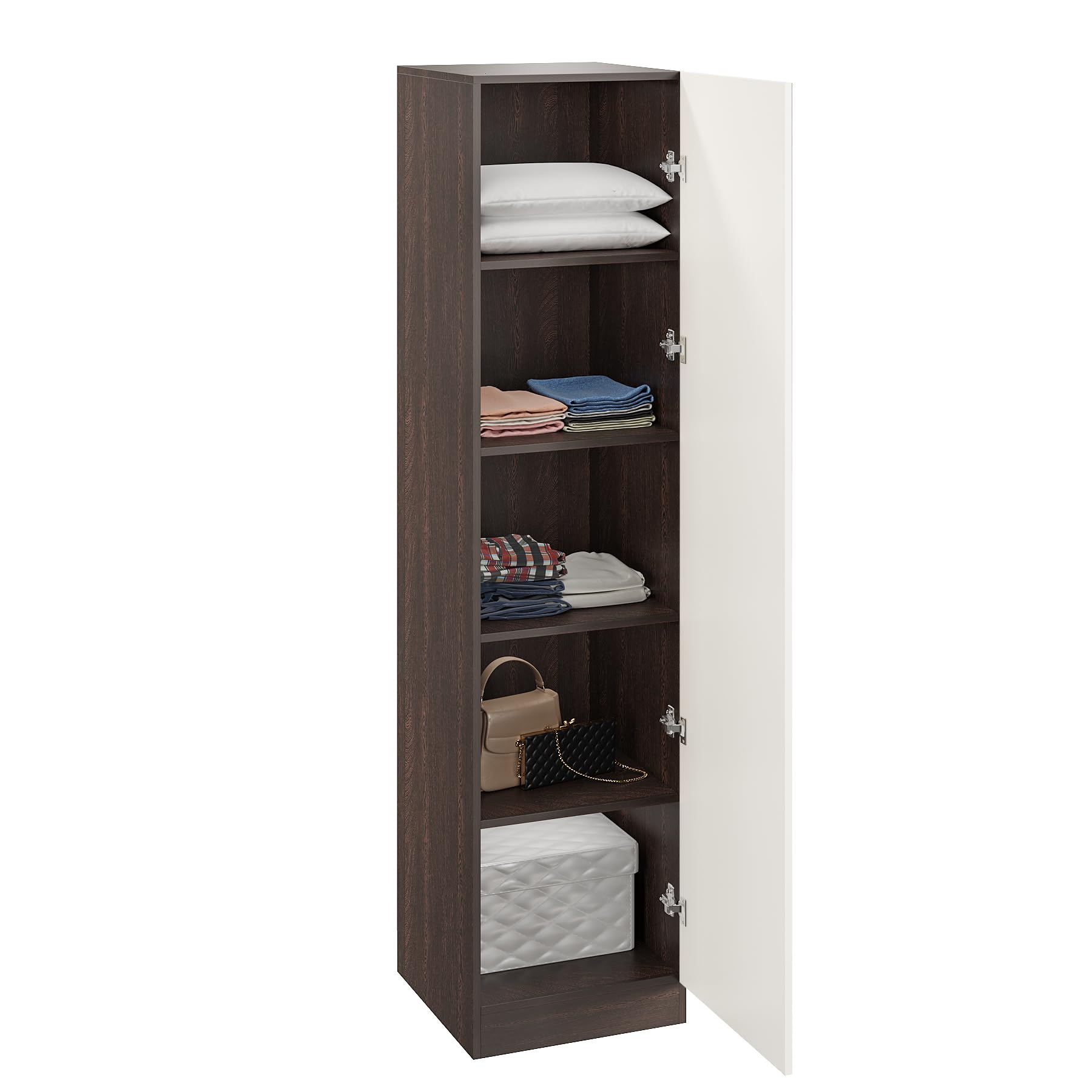 Fanciable Engineering Wood Wardrobe Almirah for Clothes with 1 Door | (Wenge & White) - top_view