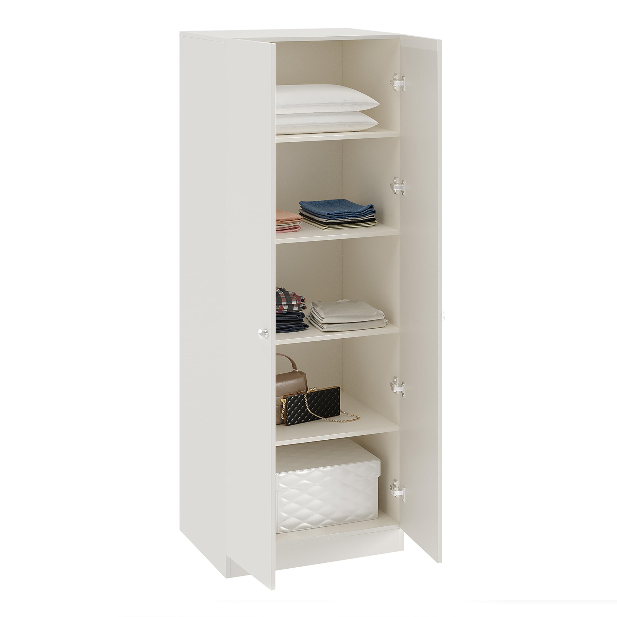 Fanciable Engineering Wood 2 Door Wardrobe Almirah for Clothes (White) - top_view