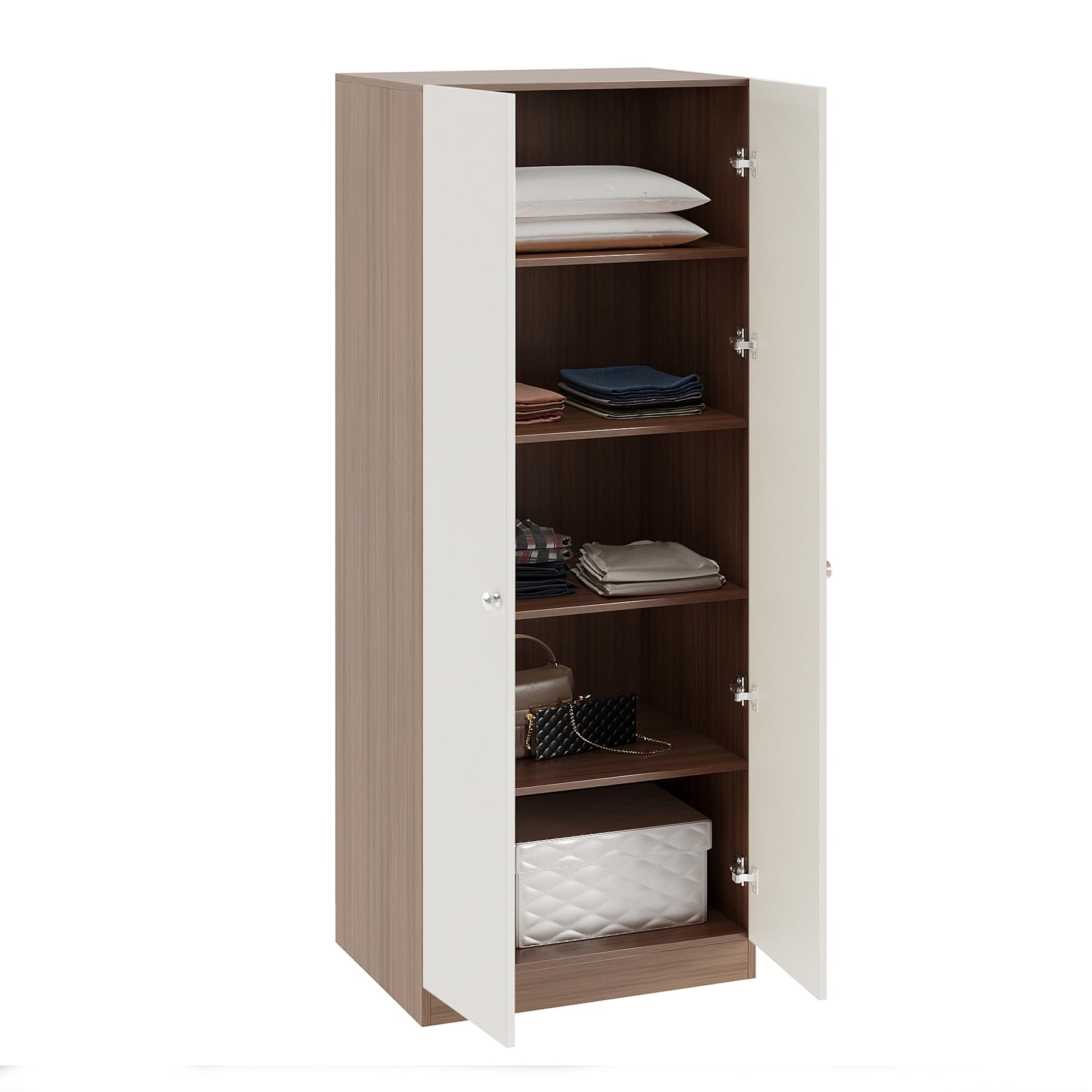 Fanciable Engineering Wood 2 Door Wardrobe Almirah for Clothes (Exotic Teak & White) - top_view