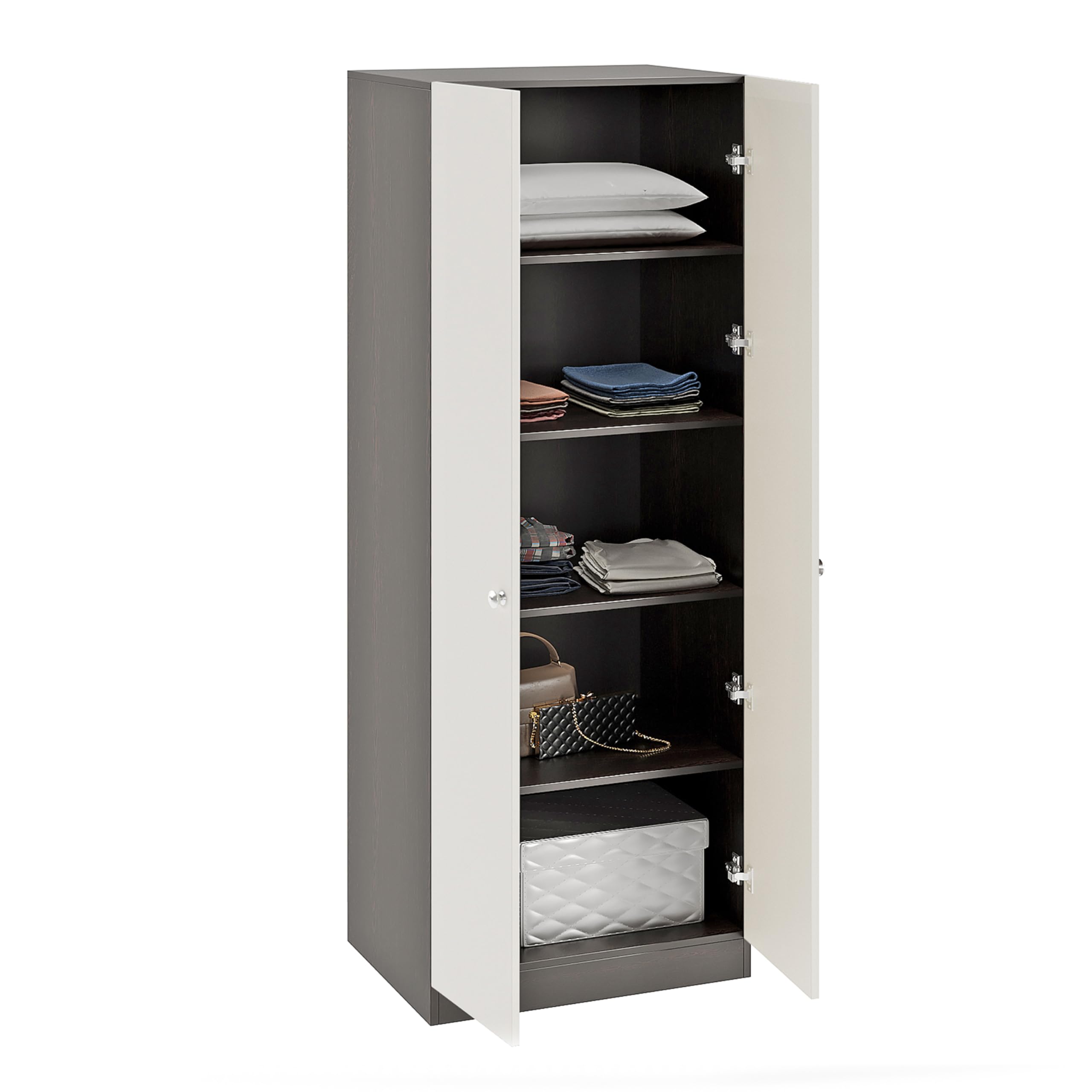 Fanciable Engineering Wood 2 Door Wardrobe Almirah for Clothes (Wenge & White) - top_view