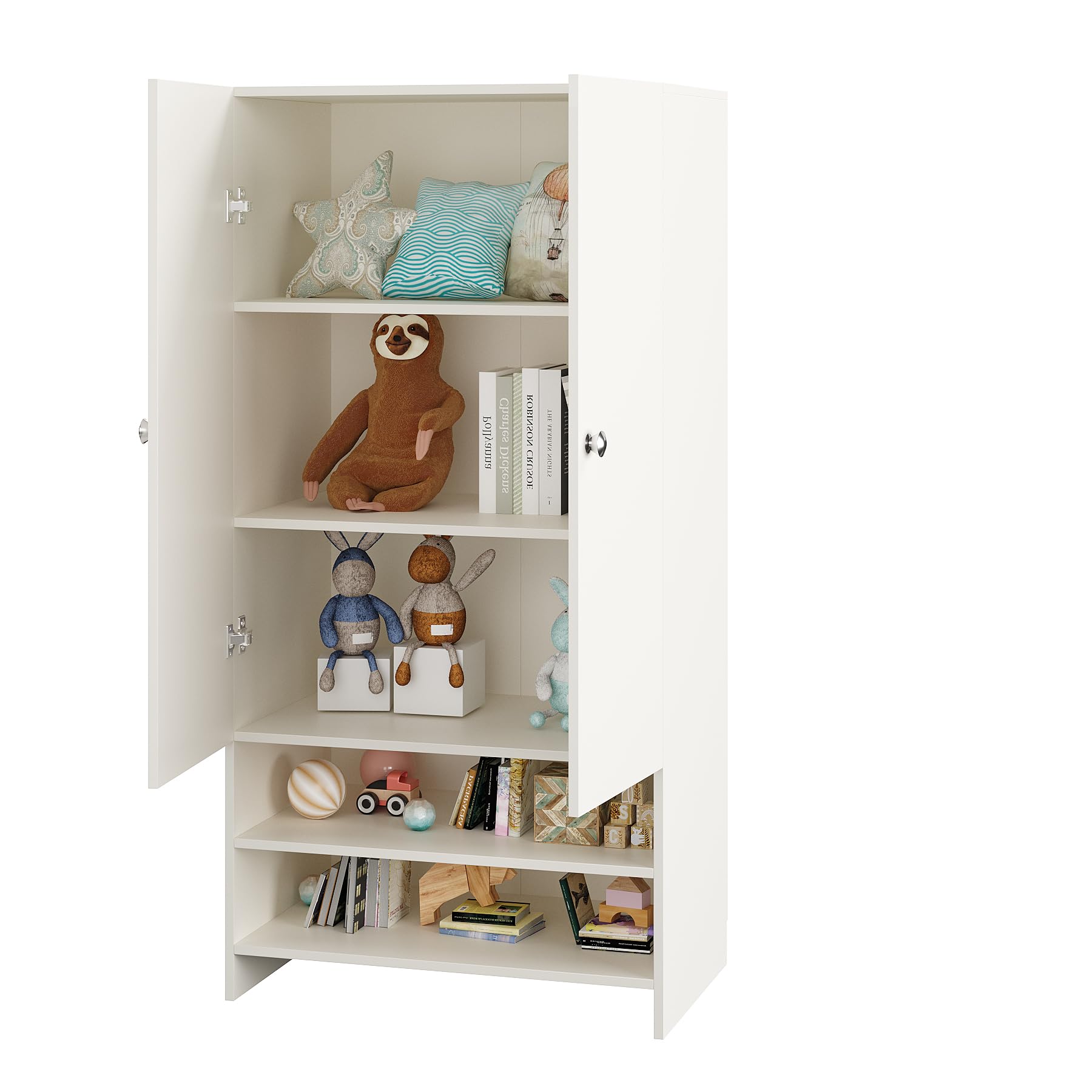 YSH Engineered Wood Wardrobe Almirah for Clothes with 2 Doors & Open Shoe Rack (White) - top_view