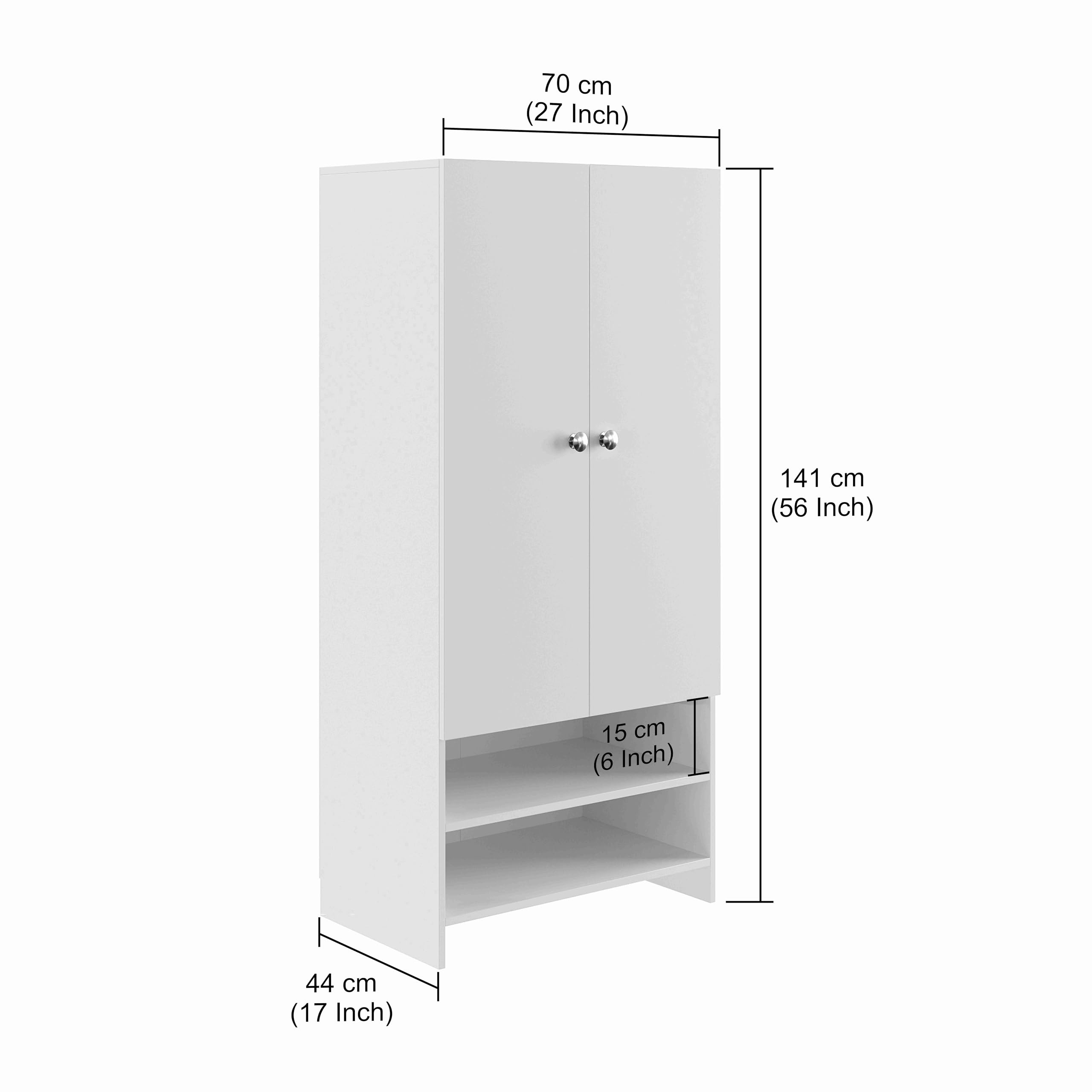 YSH Engineered Wood Wardrobe Almirah for Clothes with 2 Doors & Open Shoe Rack (Exotic Teak) - rear_view