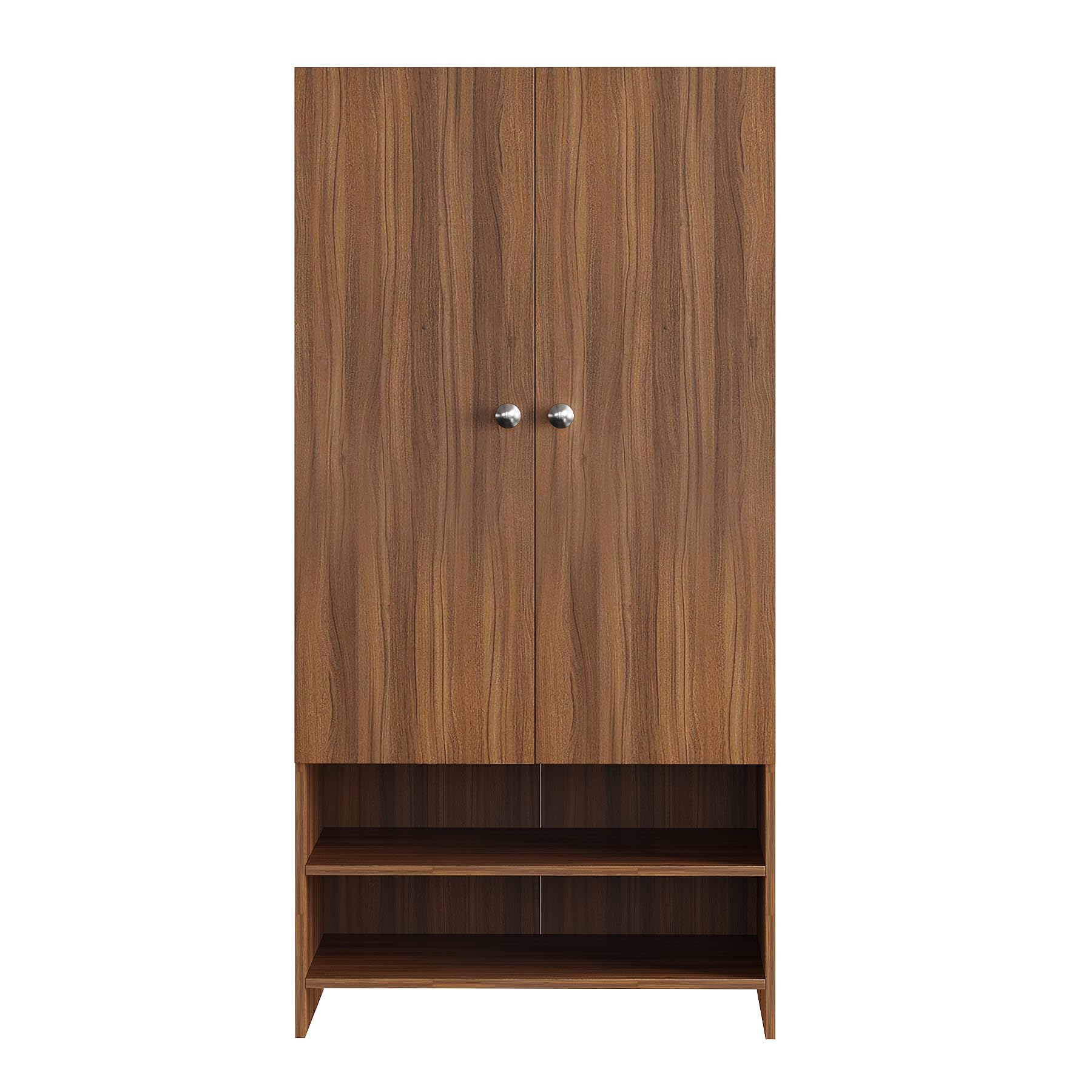 YSH Engineered Wood Wardrobe Almirah for Clothes with 2 Doors & Open Shoe Rack (Exotic Teak) - right_view